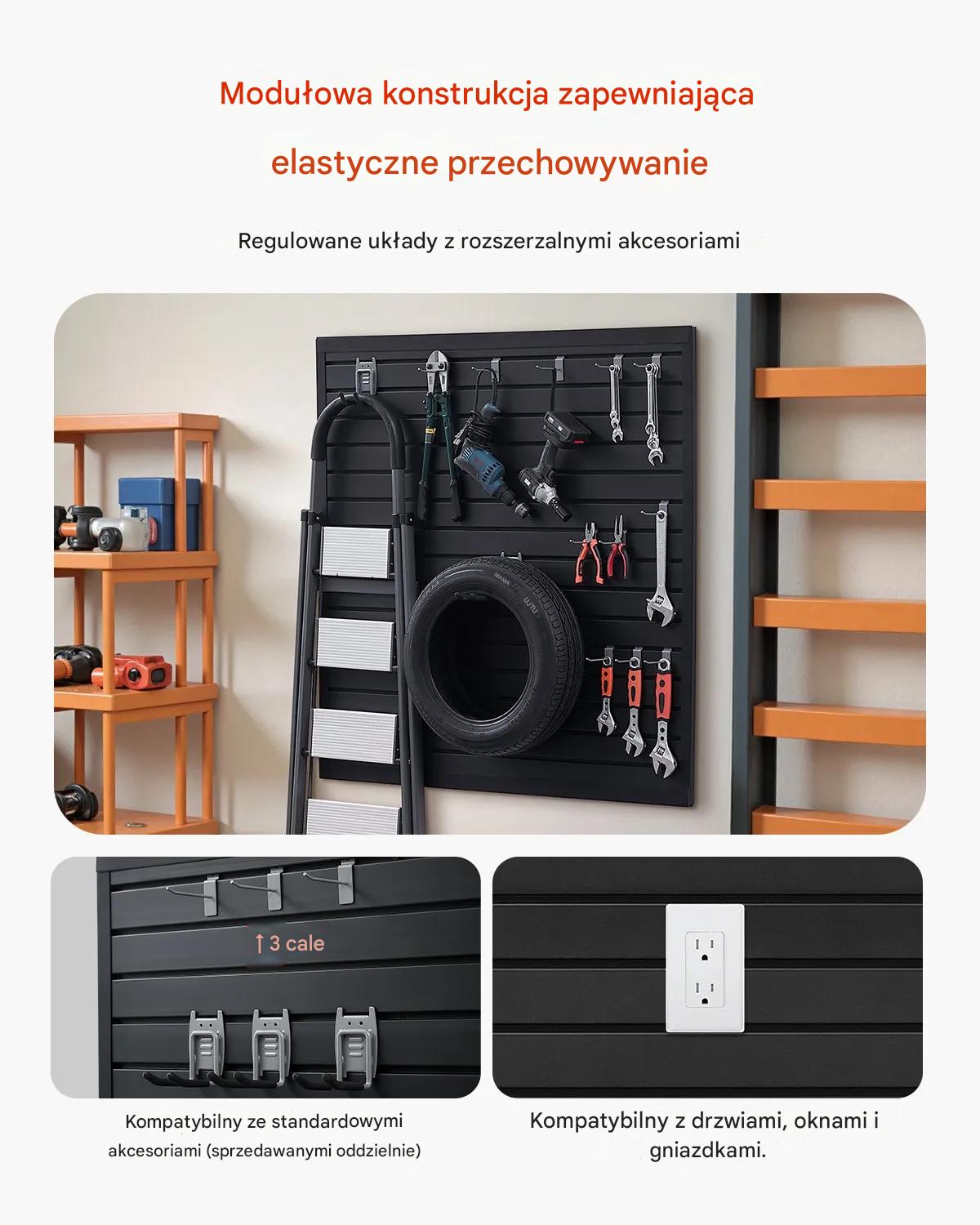 Panele ścienne PVC 120x120 cm modułowe czarne do garażu i wystaw - obrazek 3