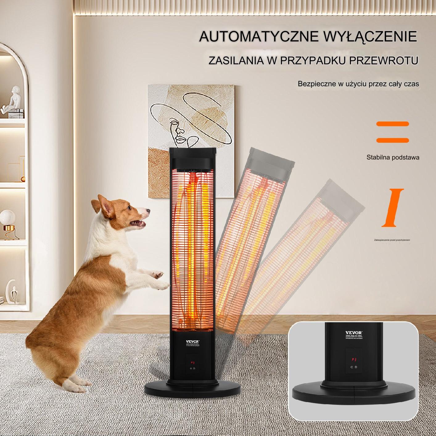 Promiennik podczerwieni 2000W pilot nagrzewnica elektryczna 3 tryby timer - obrazek 4