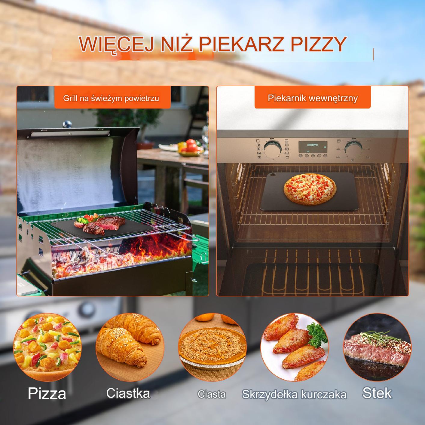 Stalowy Kamień Stal do Pizzy 340 x 250 x 6 mm - obrazek 5