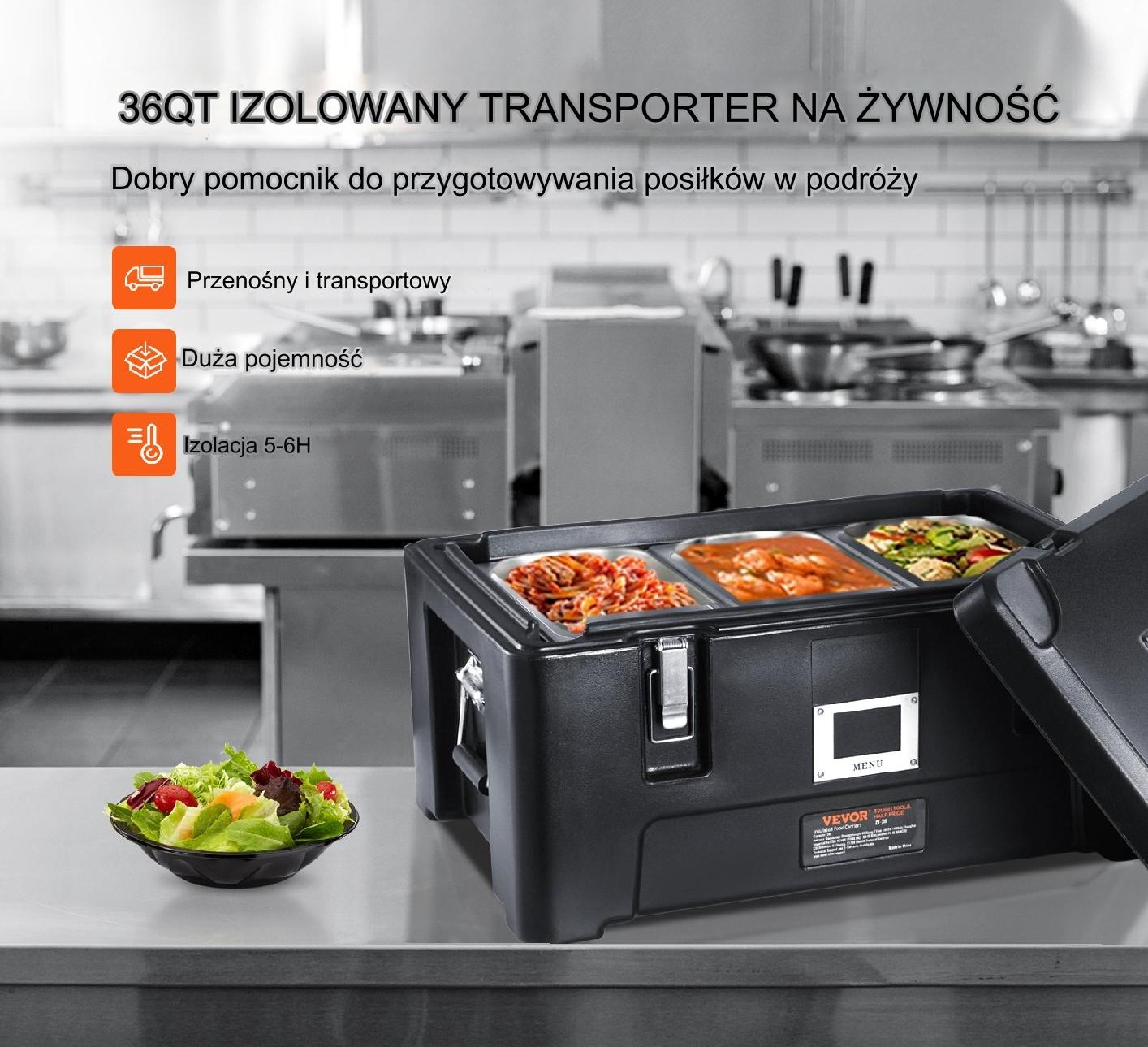 Pojemnik termiczny na żywność transporter cateringowy 30L - obrazek 6