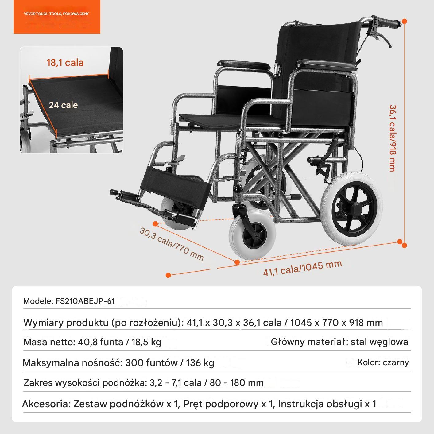 Wózek Inwalidzki 60 cm - obrazek 2
