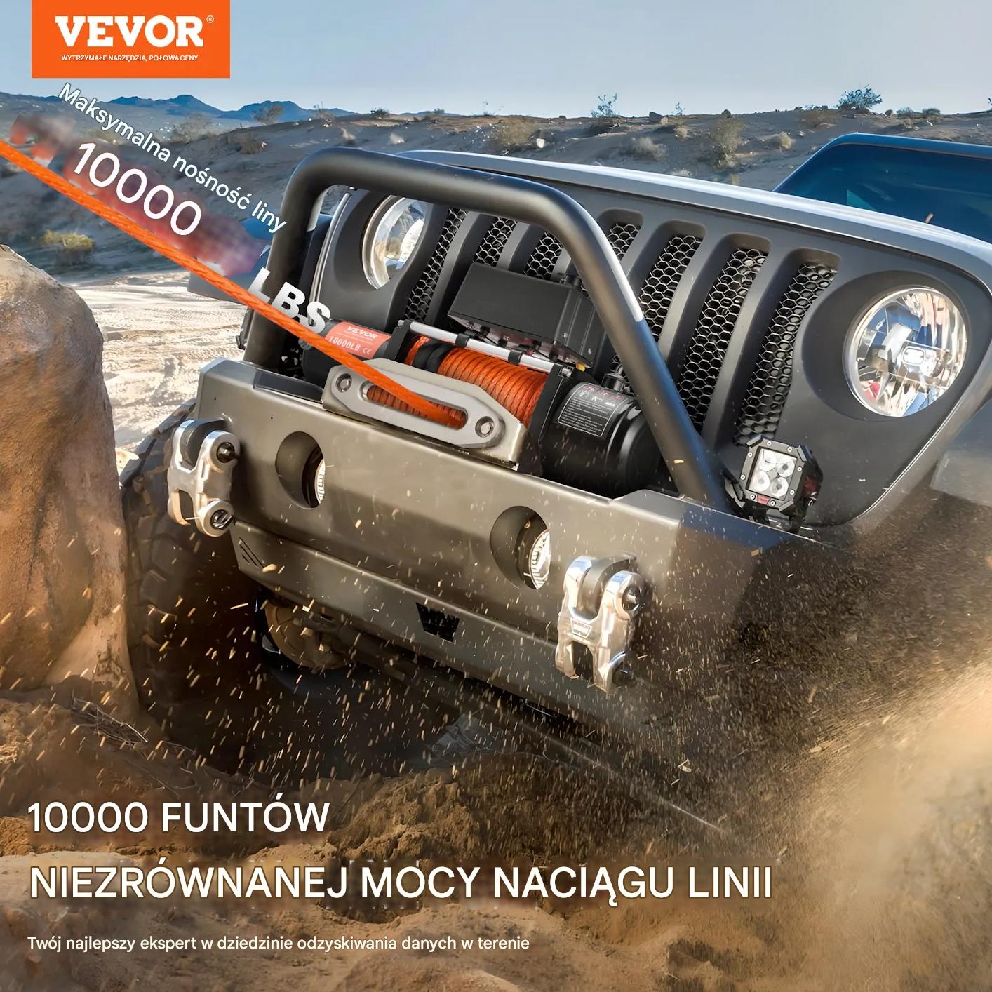 Wyciągarka elektryczna 4536kg lina syntetyczna pilot wodoodporny offroad - obrazek 3