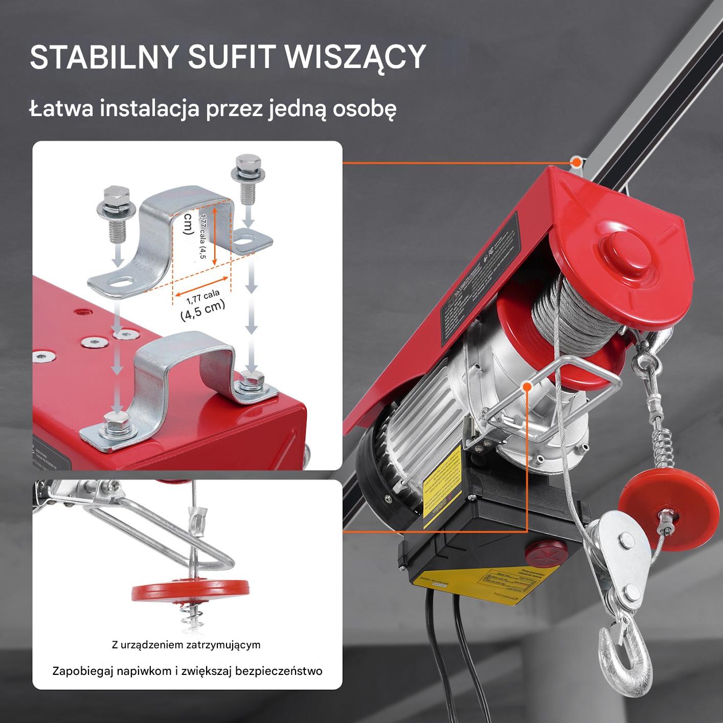 Wciągarka Wyciągarka Linowa Elektryczna Suwnica Udźwig 600 kg Bezprzewodowa - obrazek 5