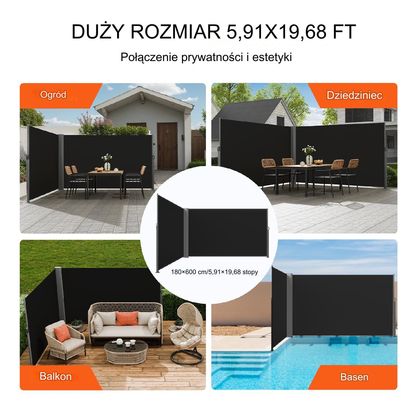 Czarny Wysuwany Panel Brama Patio - obrazek 6