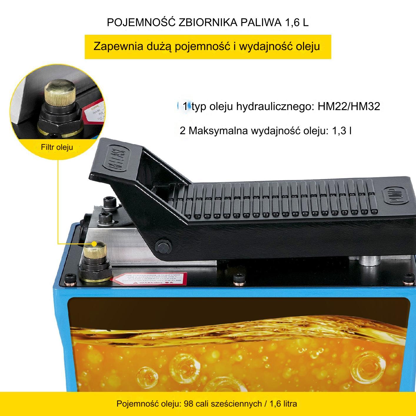 Pneumatyczna pompa hydrauliczna 670 bar 1,8 m - obrazek 5