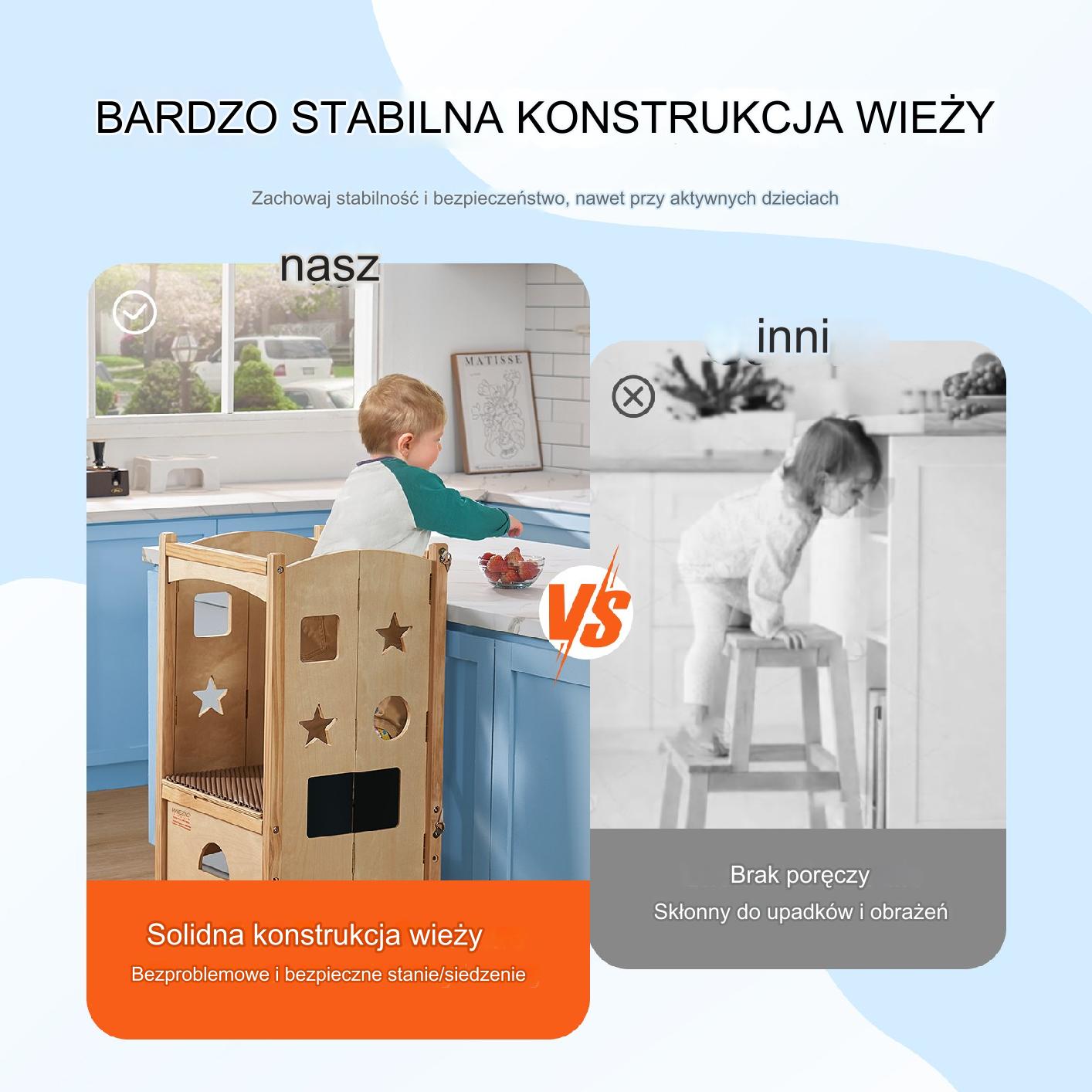 POMOCNIK KUCHENNY PODEST STOŁEK DZIECIĘCY DREWNIANY - obrazek 5