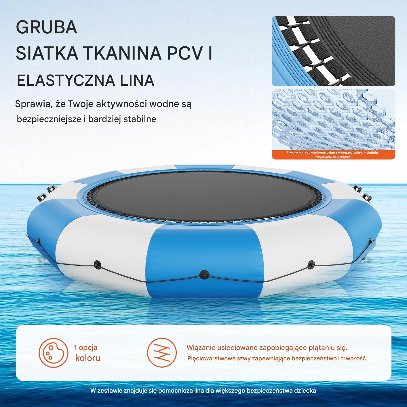 Dmuchana trampolina wodna + pompka elektryczna 415 cm niebieska - obrazek 5