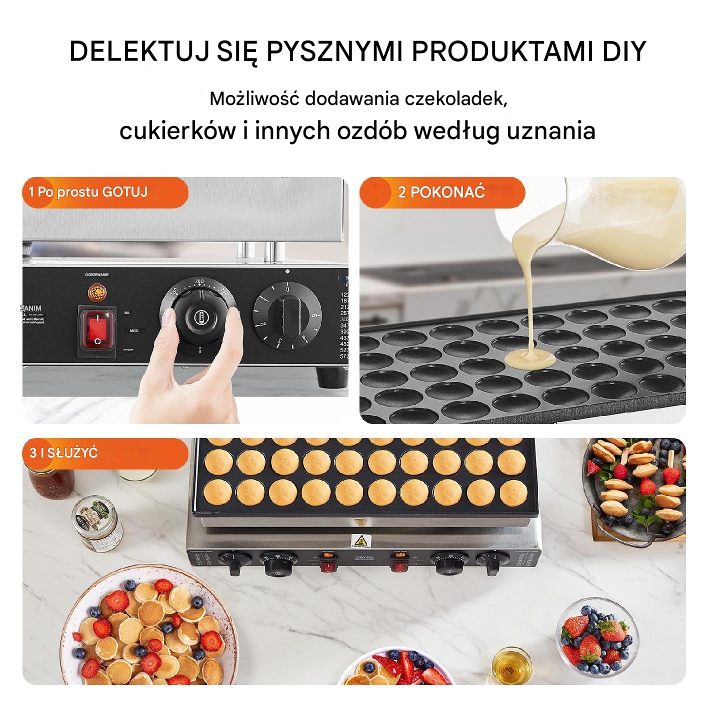 Gofrownica do Poffertjes holenderskich naleśników naleśnikarka 50 szt 1700W - obrazek 6
