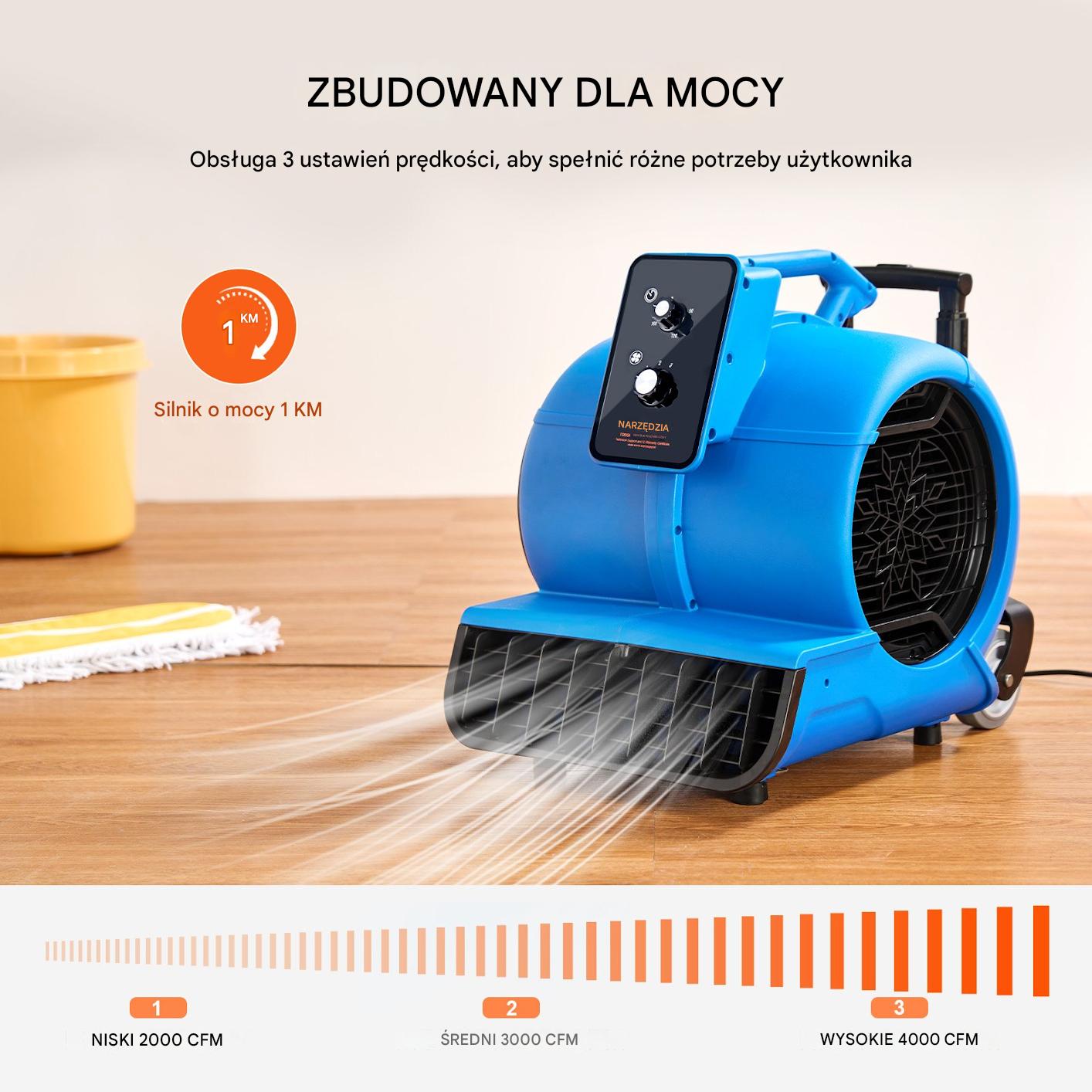 Wentylator podłogowy dmuchawa 6796 m3/h 1400obr – 3 prędkości - obrazek 3