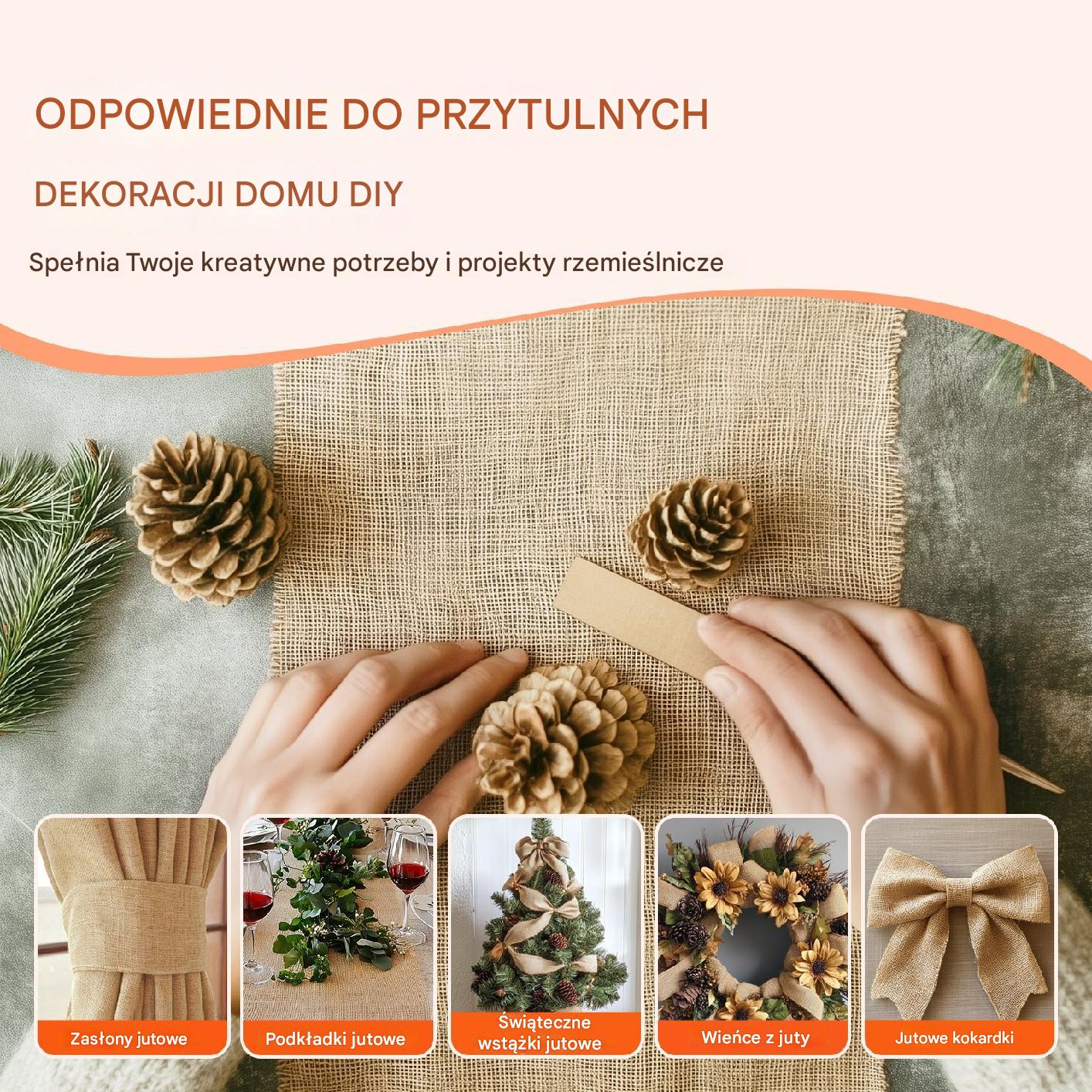 Płótno jutowe 270g/m2 35 cm x 9 m – do owijania drzew i rękodzieła - obrazek 4