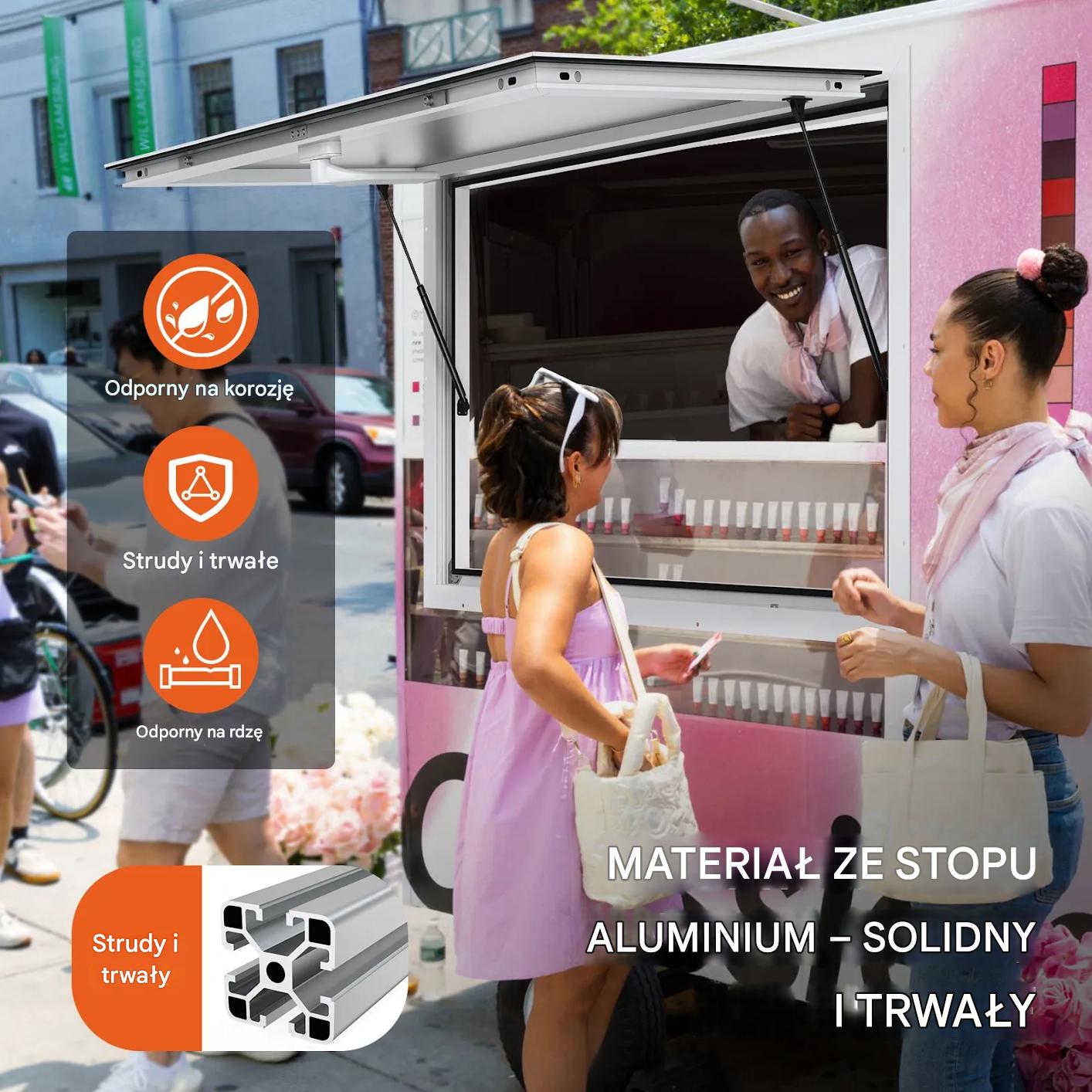 Okno serwisowe 90x60 cm food truck zadaszenie stanowisko gastronomiczne - obrazek 5