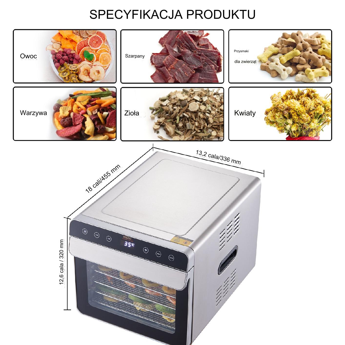 Suszarka do żywności do grzybów spożywcza do owoców ziół 700 W - obrazek 3