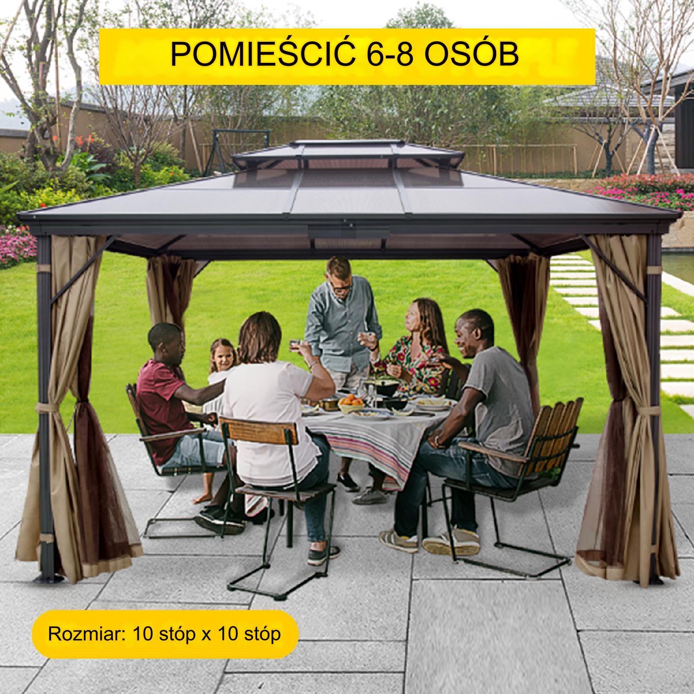Pawilon ogrodowy twardy dach altana pergola premium 290x290x270cm - obrazek 4