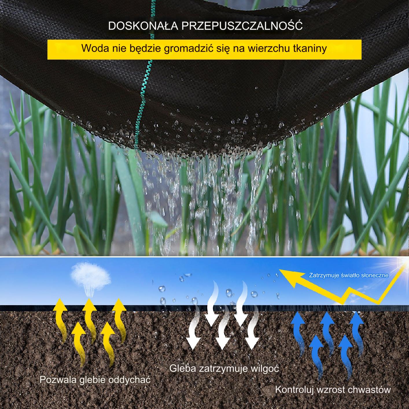 Gruba agrowłóknina antychwastowa agrotkanina 1,8x76m czarna - obrazek 3