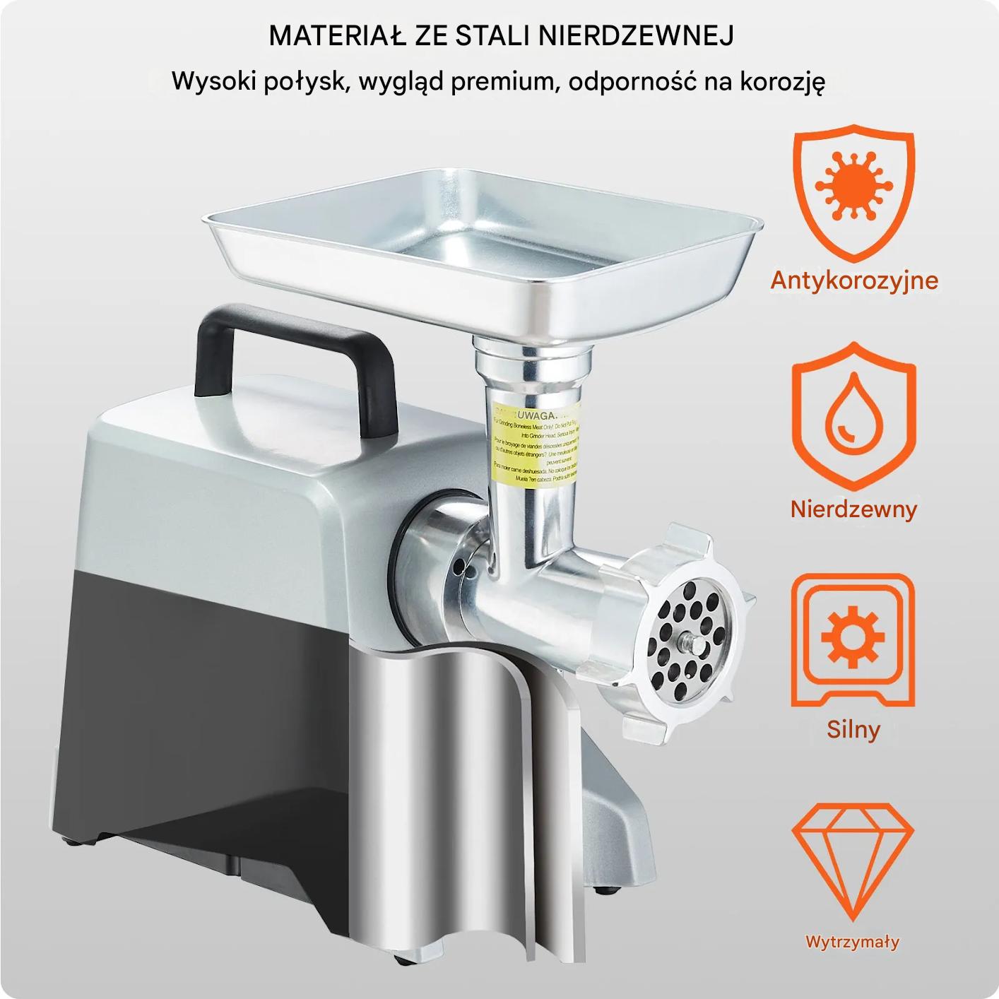 Maszynka do mięsa elektryczna 2,27kg/min 575W stal aluminiowa kiełbasy - obrazek 5