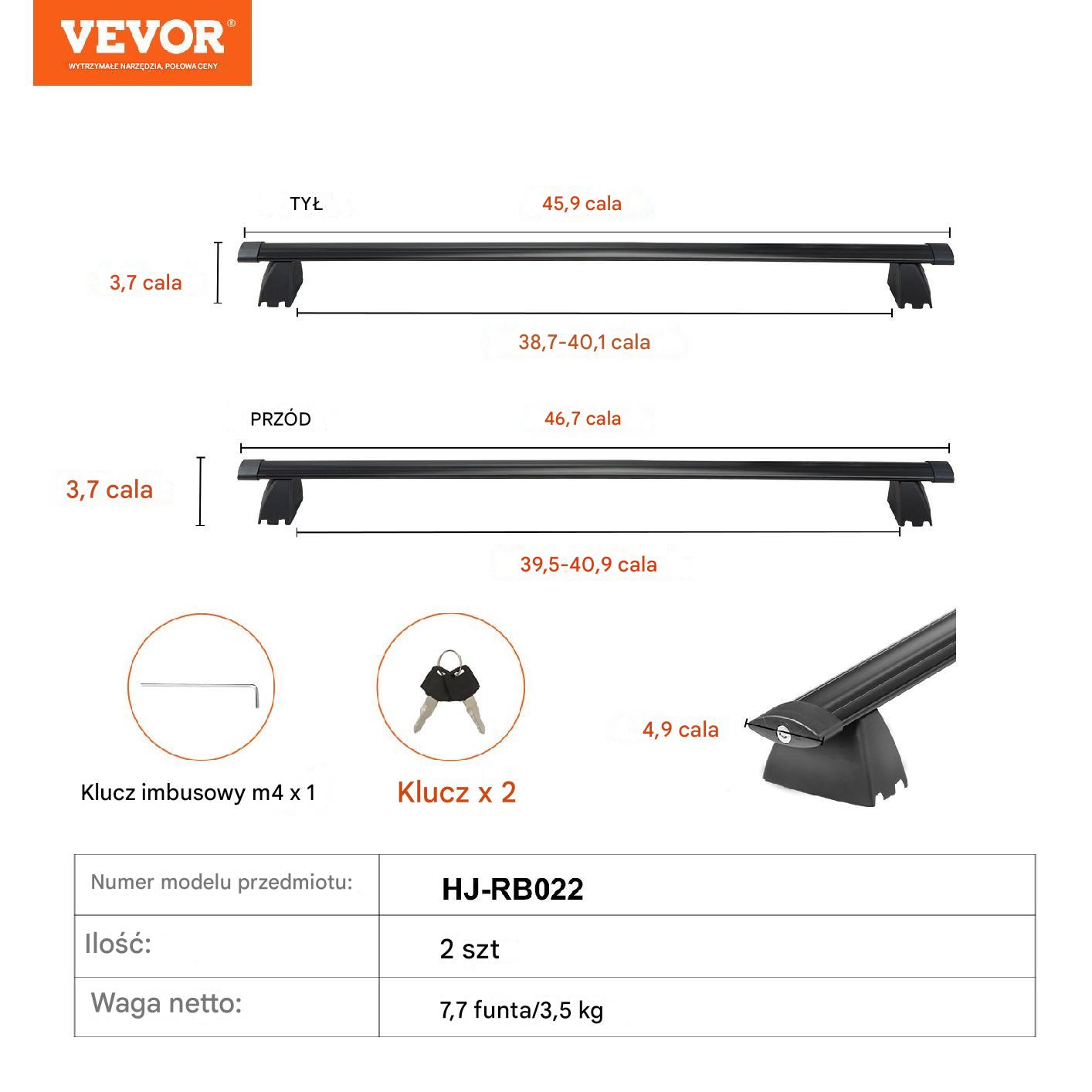 Bagażnik dachowy na relingi belki poprzeczki dachowe Jeep Grand 118 cm - obrazek 2