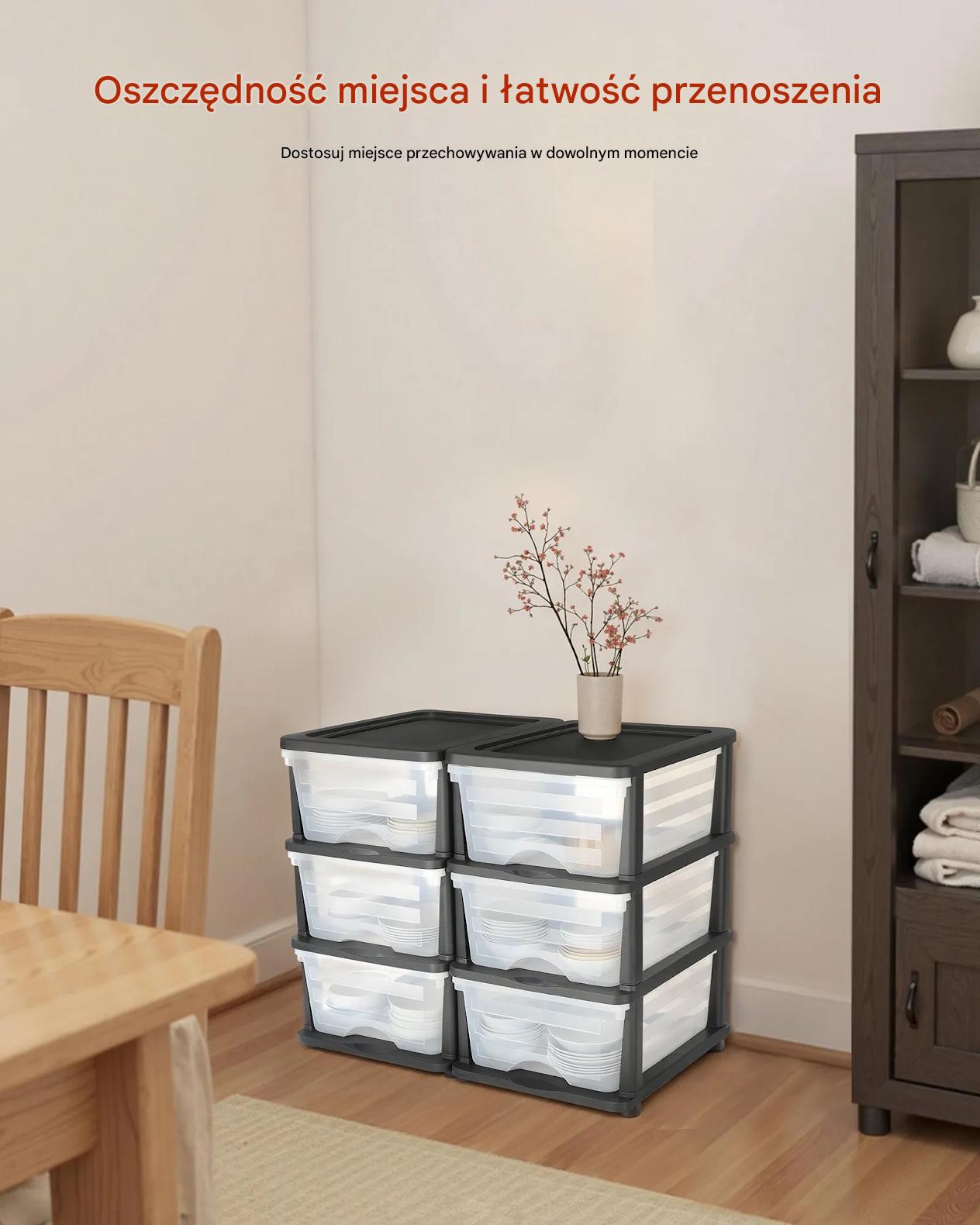 Organizer szuflady plastikowe 6 szuflad zestaw 2 szt do domu biura - obrazek 5