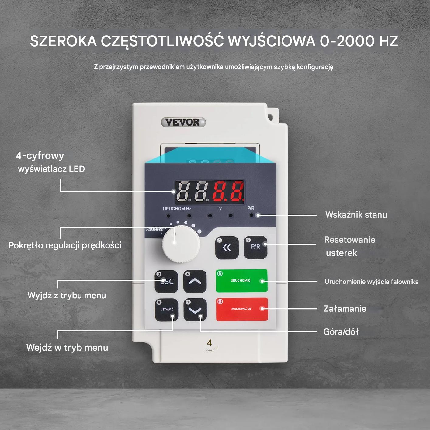 Falownik VFD 3kW 4HP 220V 1/3 fazowy sterownik silnika CNC regulowany - obrazek 3