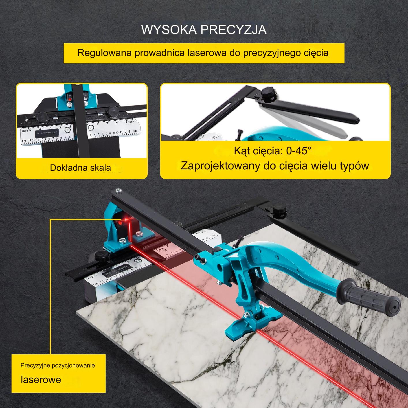 Przecinarka do płytek 100 cm z laserem prowadnica podwójne wsporniki - obrazek 7