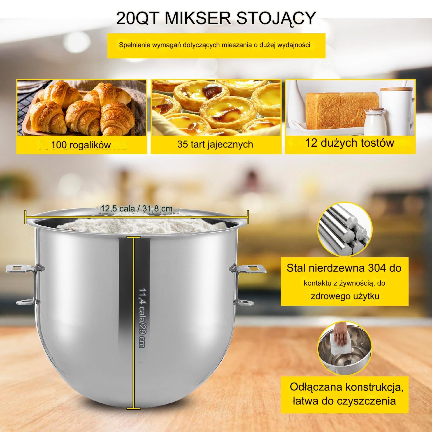 Robot kuchenny przemysłowy gastronomiczny 20 L 1100W - obrazek 3