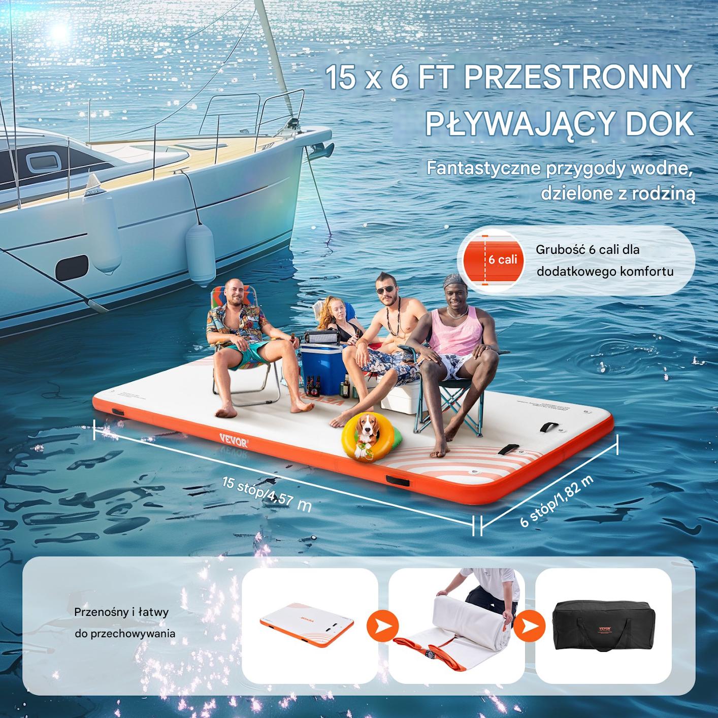 Platforma pływająca dmuchana 1,82x4,57 m – materac wodny dla 6 osób - obrazek 3