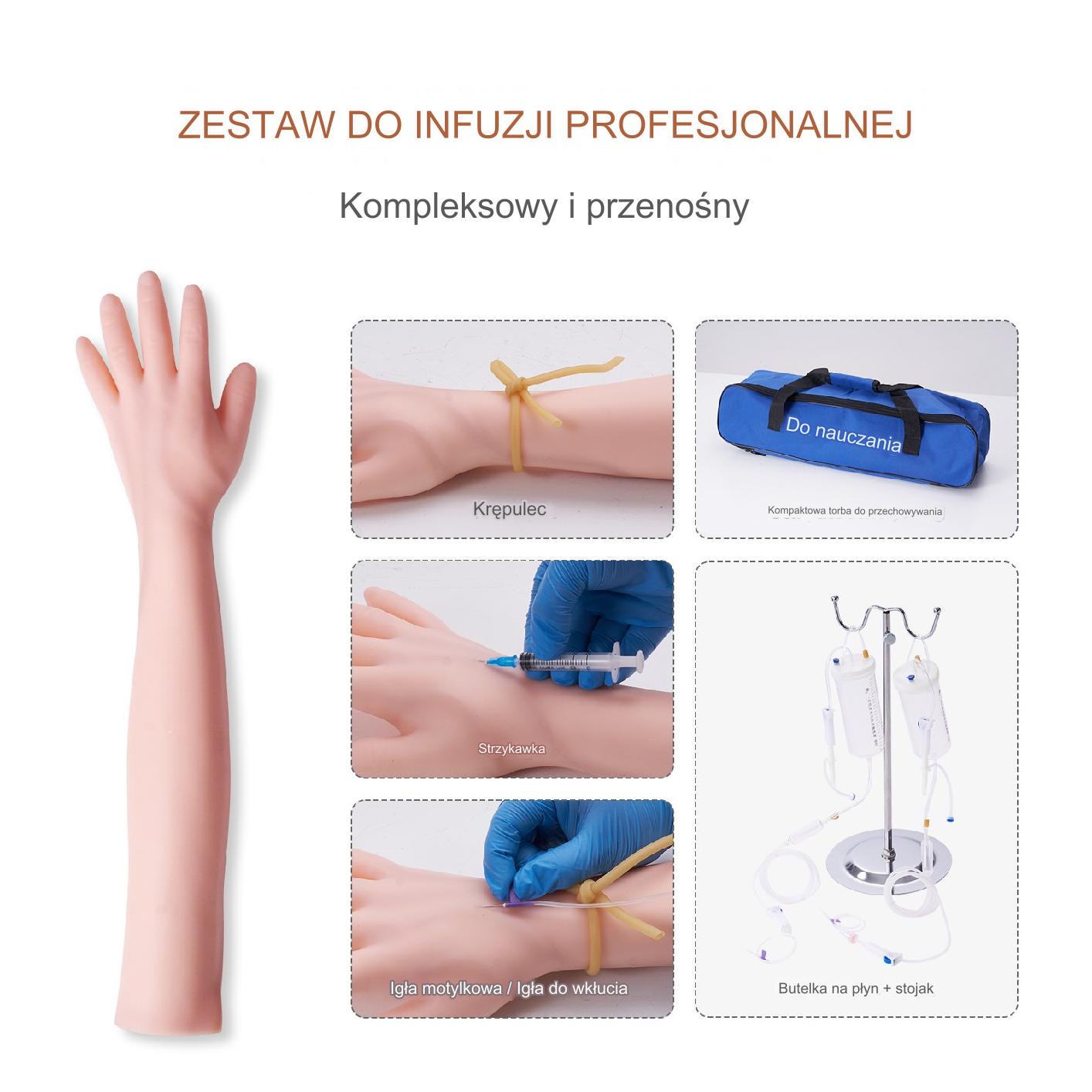 Ramię treningowe do pobierania krwi i iniekcji, z torbą, dla pielęgniarek - obrazek 5
