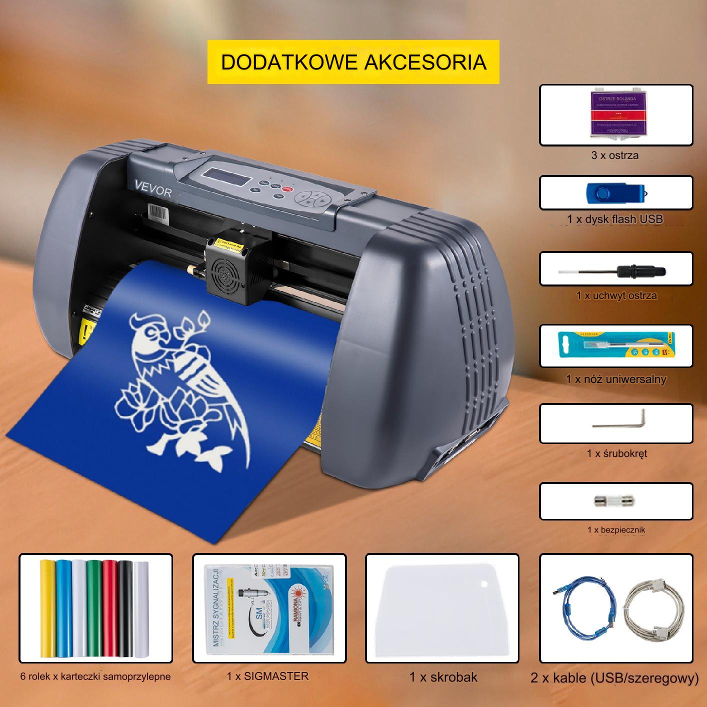 Ploter tnący 375 mm winyl naklejki LCD USB 285 mm premium - obrazek 6