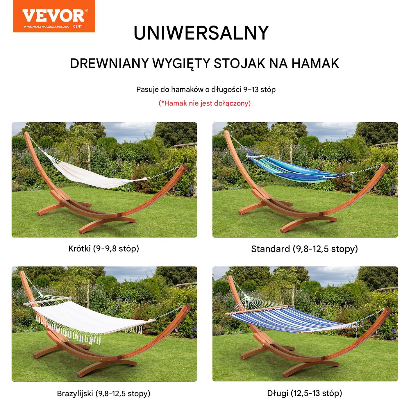 Stelaż Drewniany do Hamaka 422 cm Łukowa Konstrukcja z Modrzewia - obrazek 3