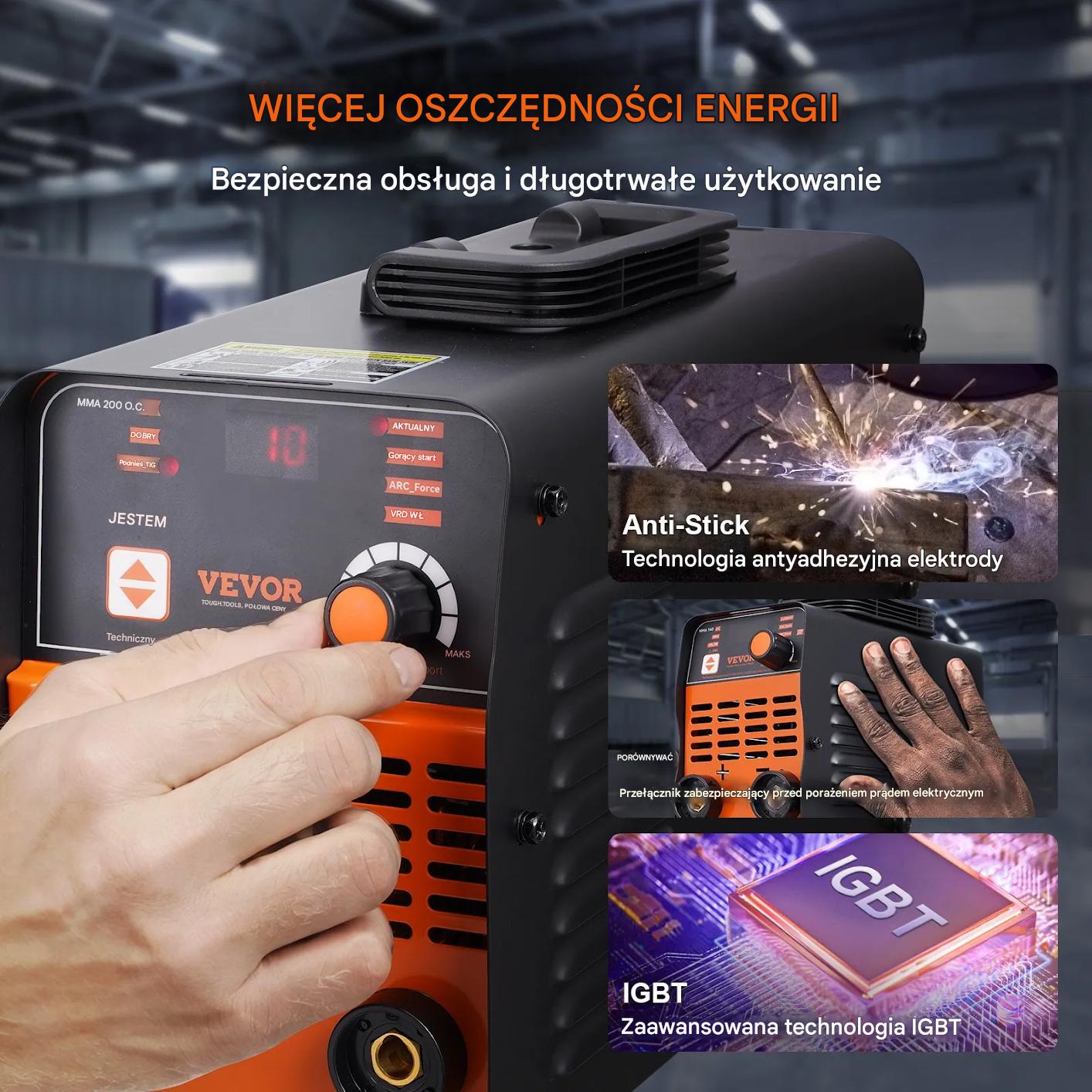 Spawarka inwertorowa 220V 200A MMA TIG LED przenośna z funkcją Hot Start - obrazek 6