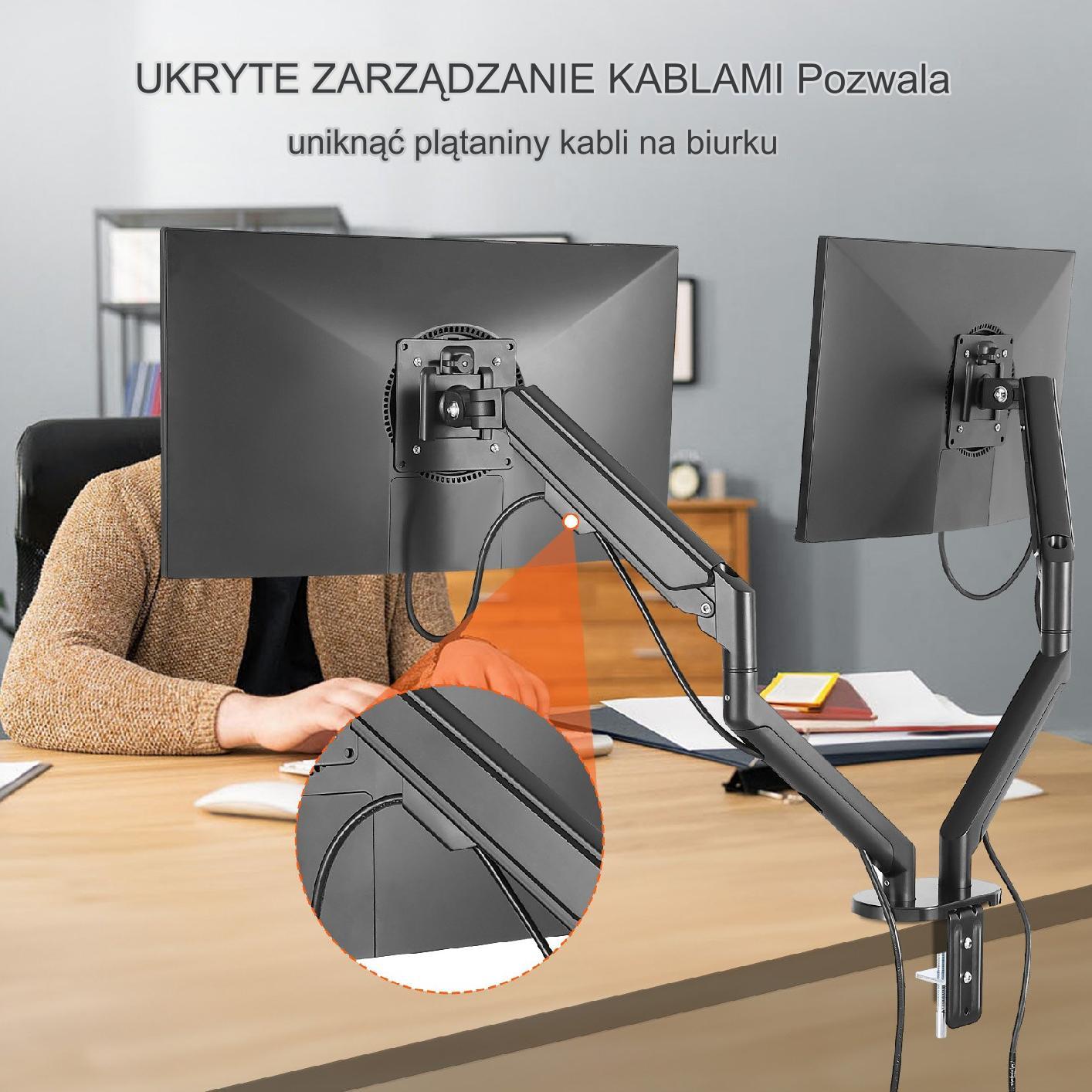Uchwyt na dwa monitory podwójny uchwyt biurkowy do monitorów 13"-35" - obrazek 4