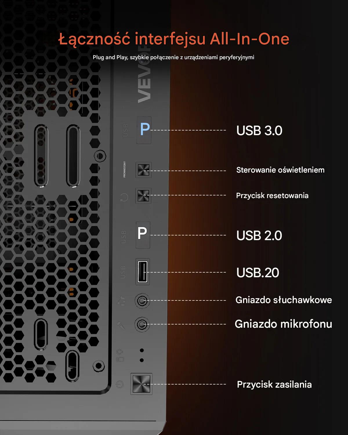 Obudowa PC gaming ATX mid tower ARGB szkło hartowane wysoki airflow - obrazek 6