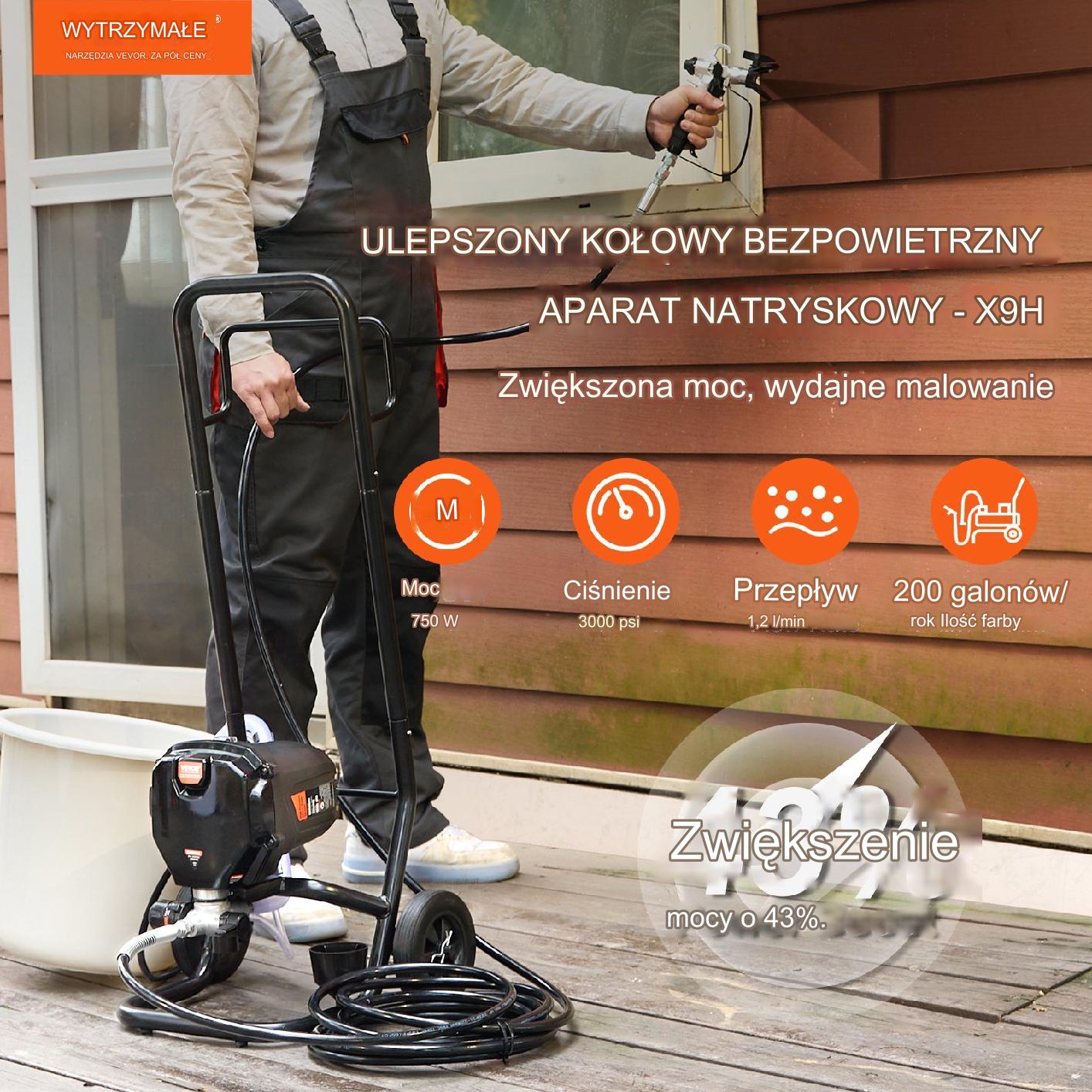 Agregat malarski hydrodynamiczny 750W mocny airless 3000PSI 1,2Lmin 15m - obrazek 7
