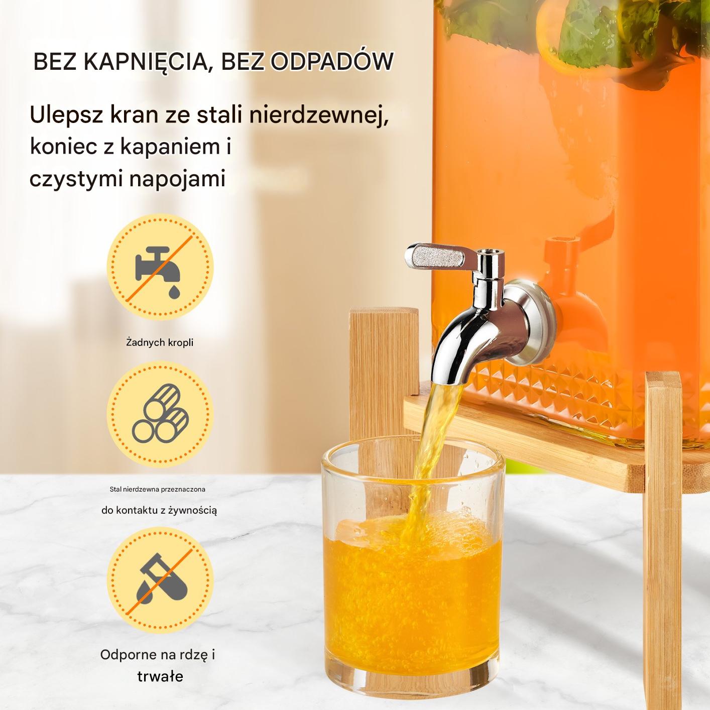 Dyspenser do napojów z kranikiem ze stali nierdzewnej – Pojemność 5,5 L - obrazek 3