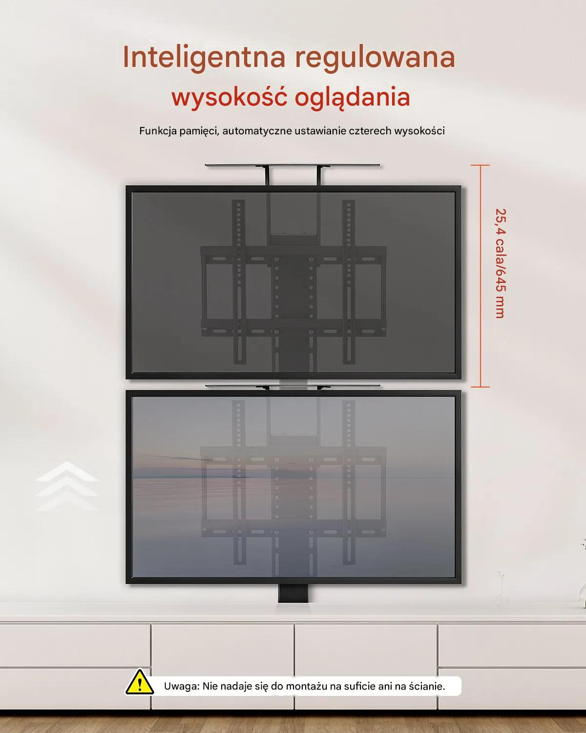 Uchwyt TV podłogowy 32–55" elektryczny lift stand regulowany z pilotem - obrazek 3
