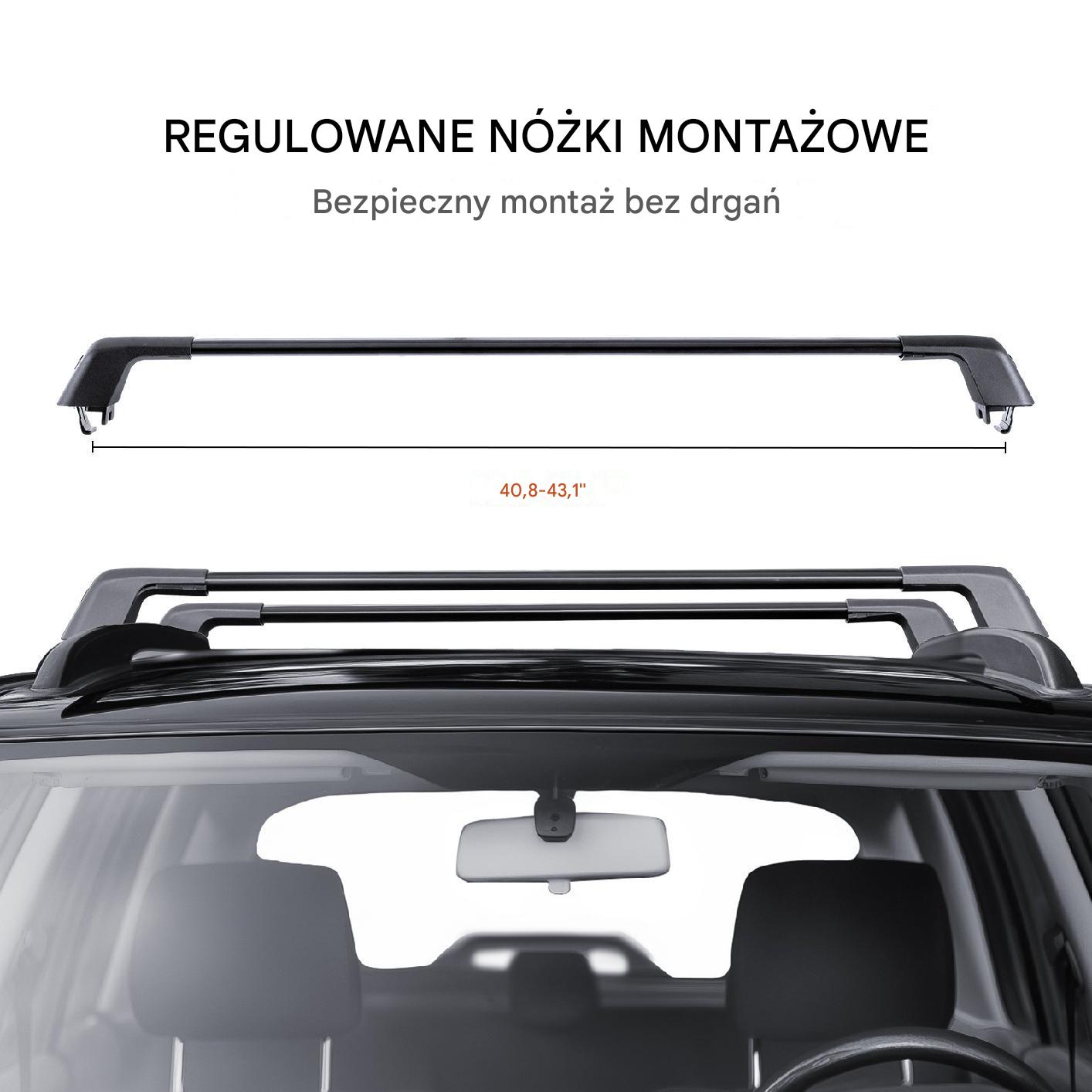 Bagażnik dachowy na relingi belki poprzeczki dachowe uniwersalny 129-135cm - obrazek 3