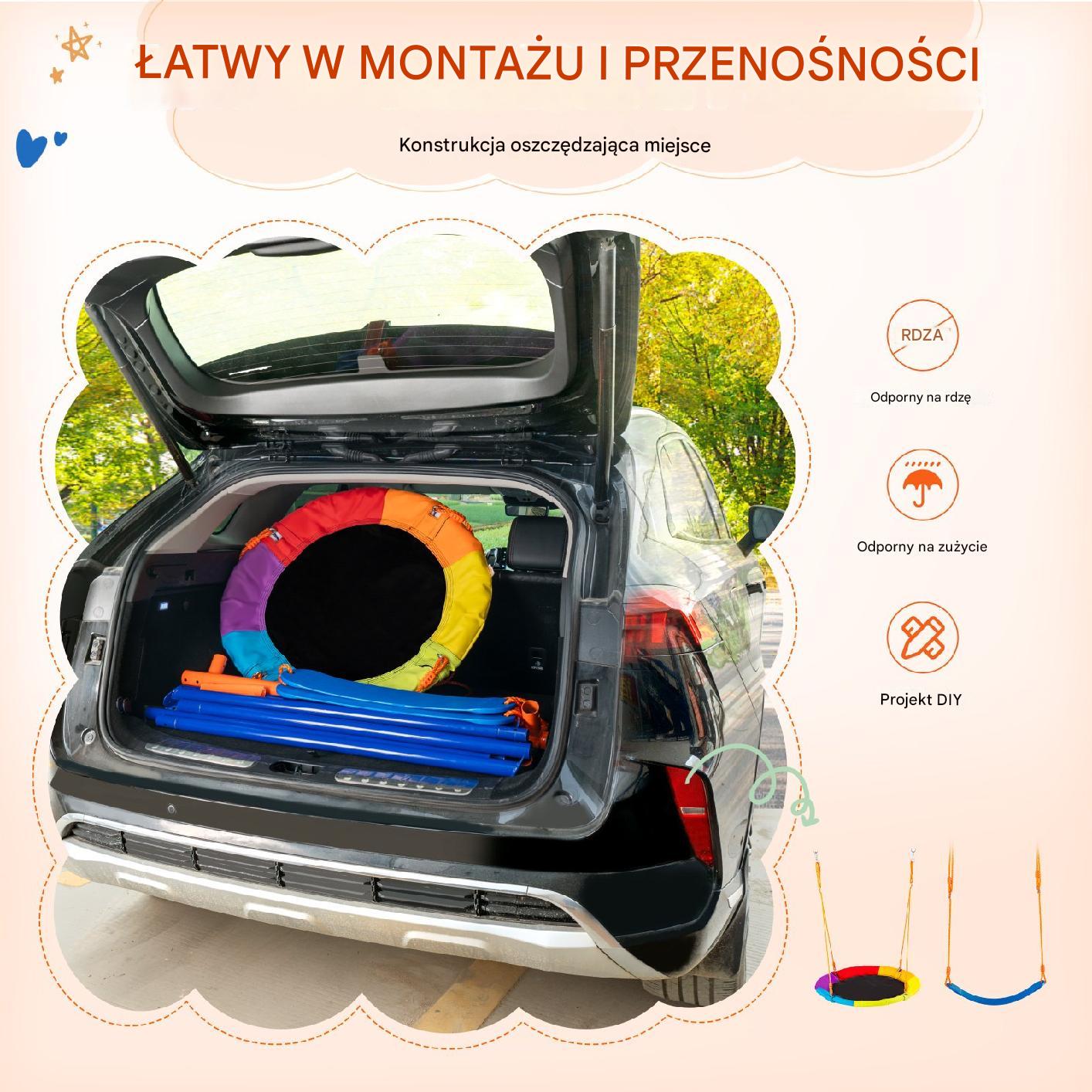 Huśtawka ogrodowa plac zabaw dla dzieci stelaż na huśtawki bocianie gniazdo - obrazek 5