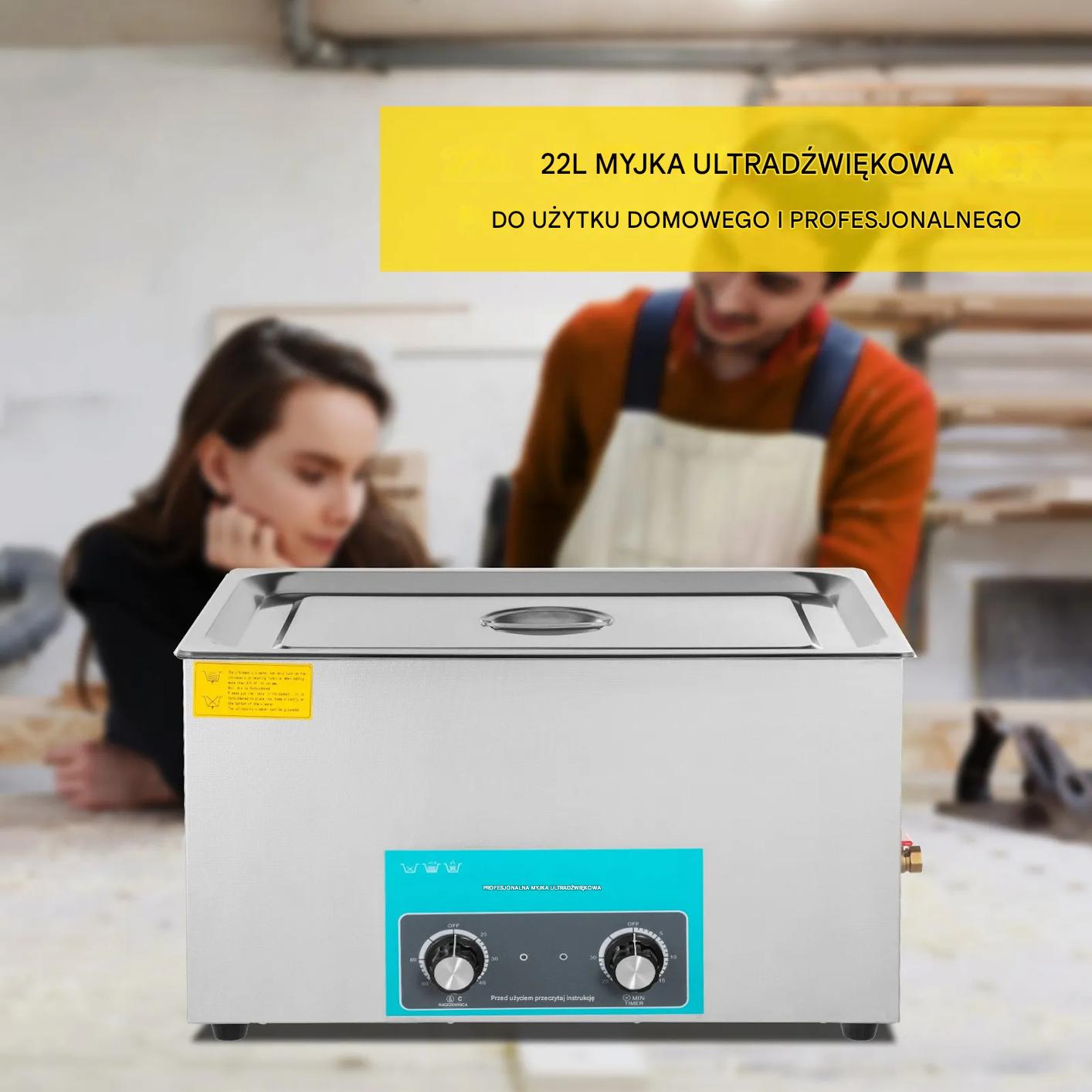 Myjka ultradźwiękowa 6L stal 304 grzałka timer do biżuterii i narzędzi - obrazek 3