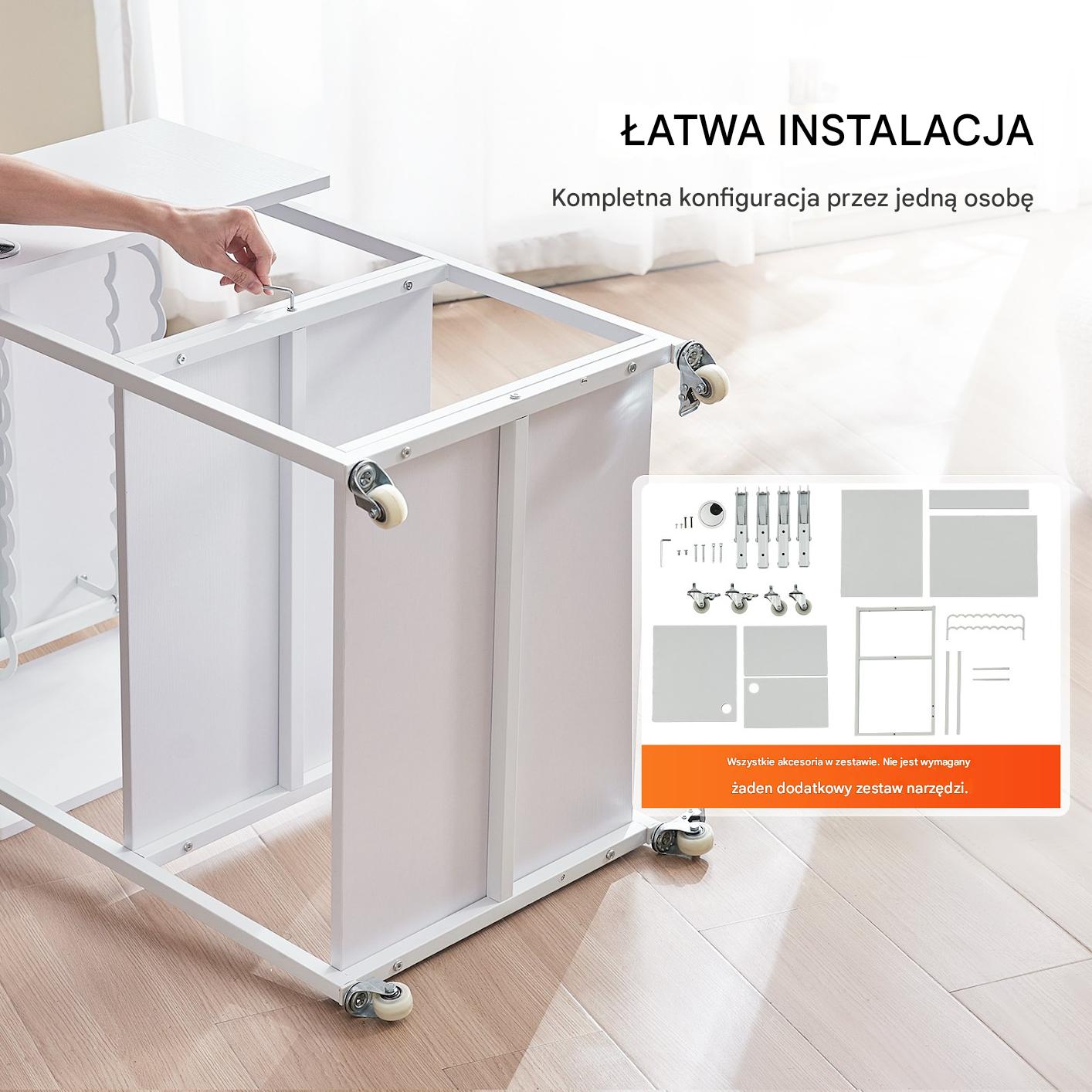 Stół do prasy termicznej 3-poziomowy mobilny stojak biały - obrazek 5