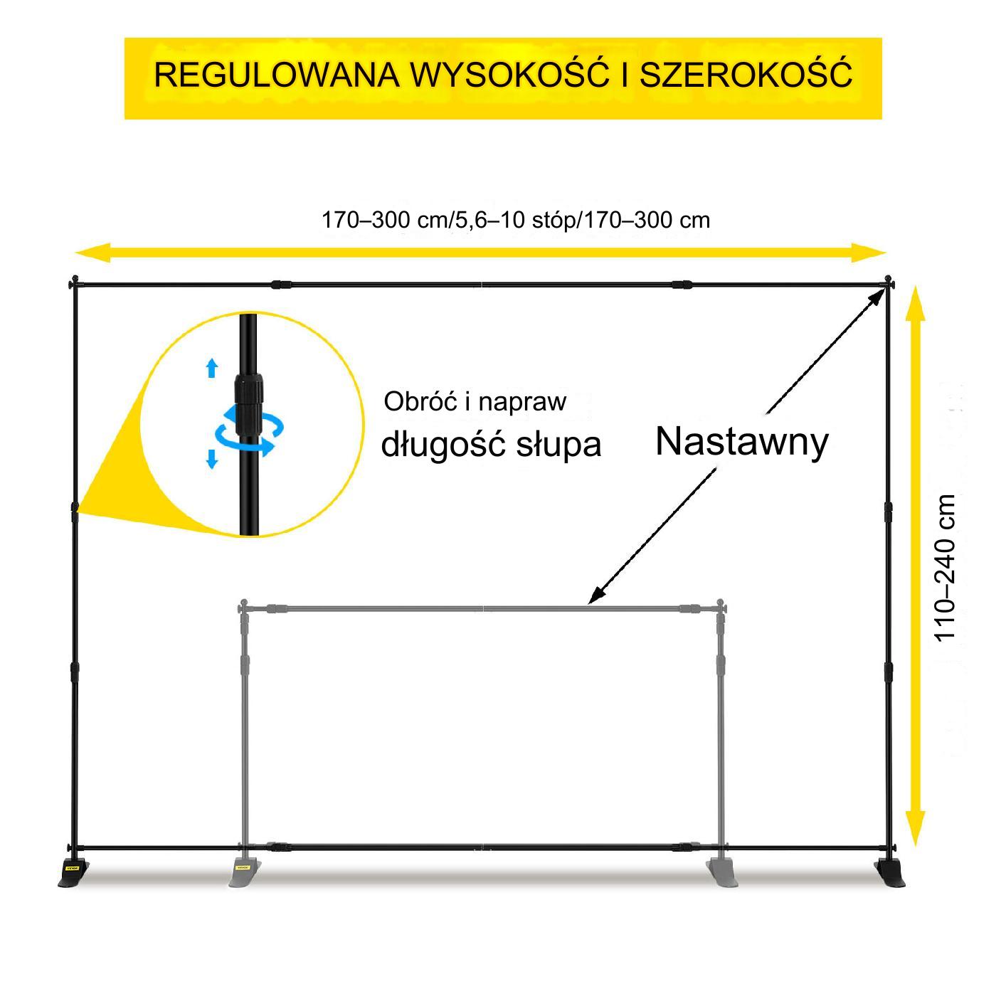 Stojak baner stelaż ścianka tło regulowany 300 x 240 cm - obrazek 7
