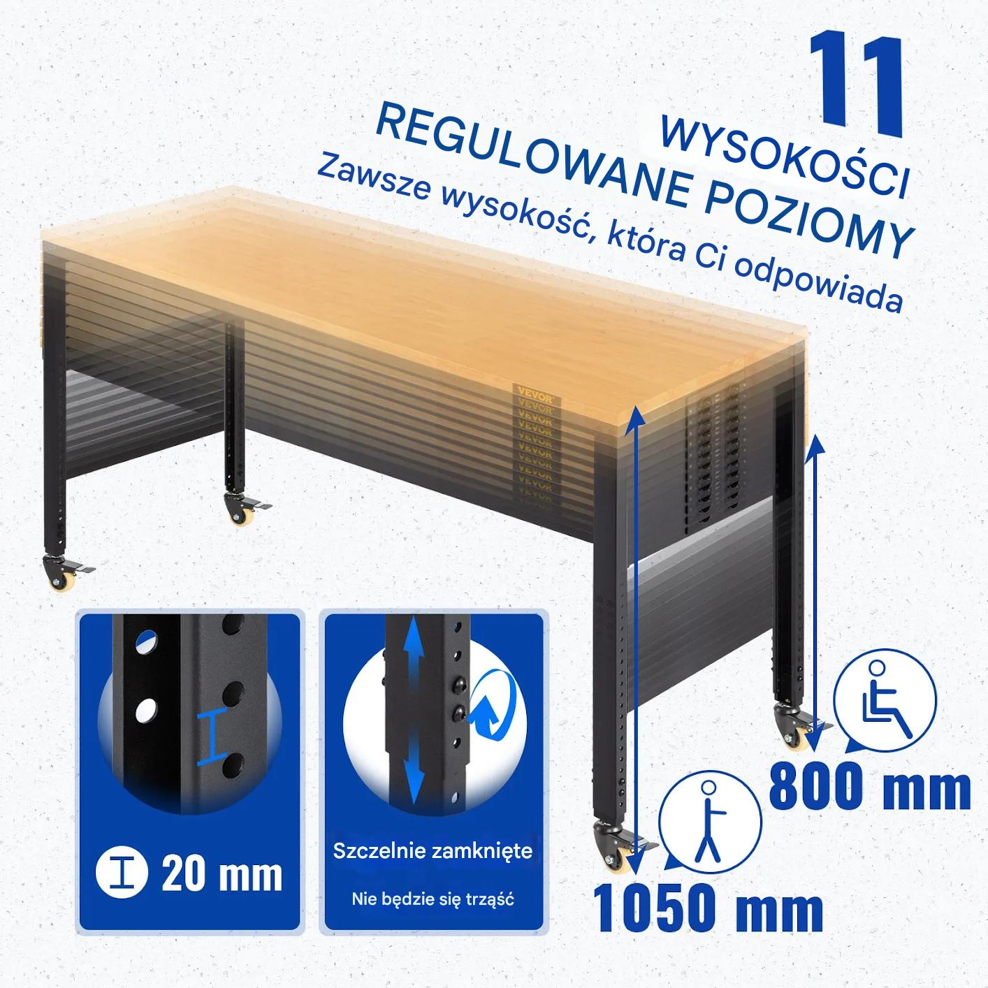 Stół roboczy warsztatowy garażowy narzędziowy 155x51x105 cm - obrazek 4