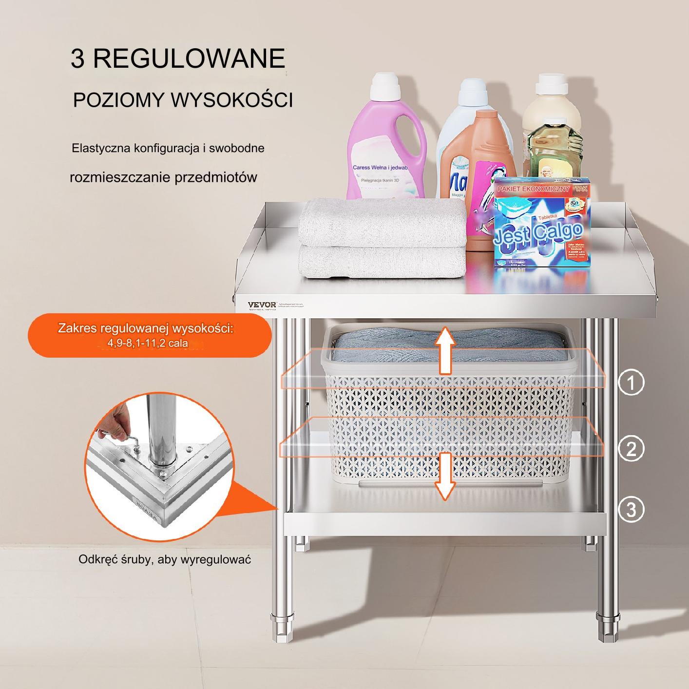 Stół gastronomiczny nierdzewny 60x70cm blat roboczy wolnostojący do baru - obrazek 4
