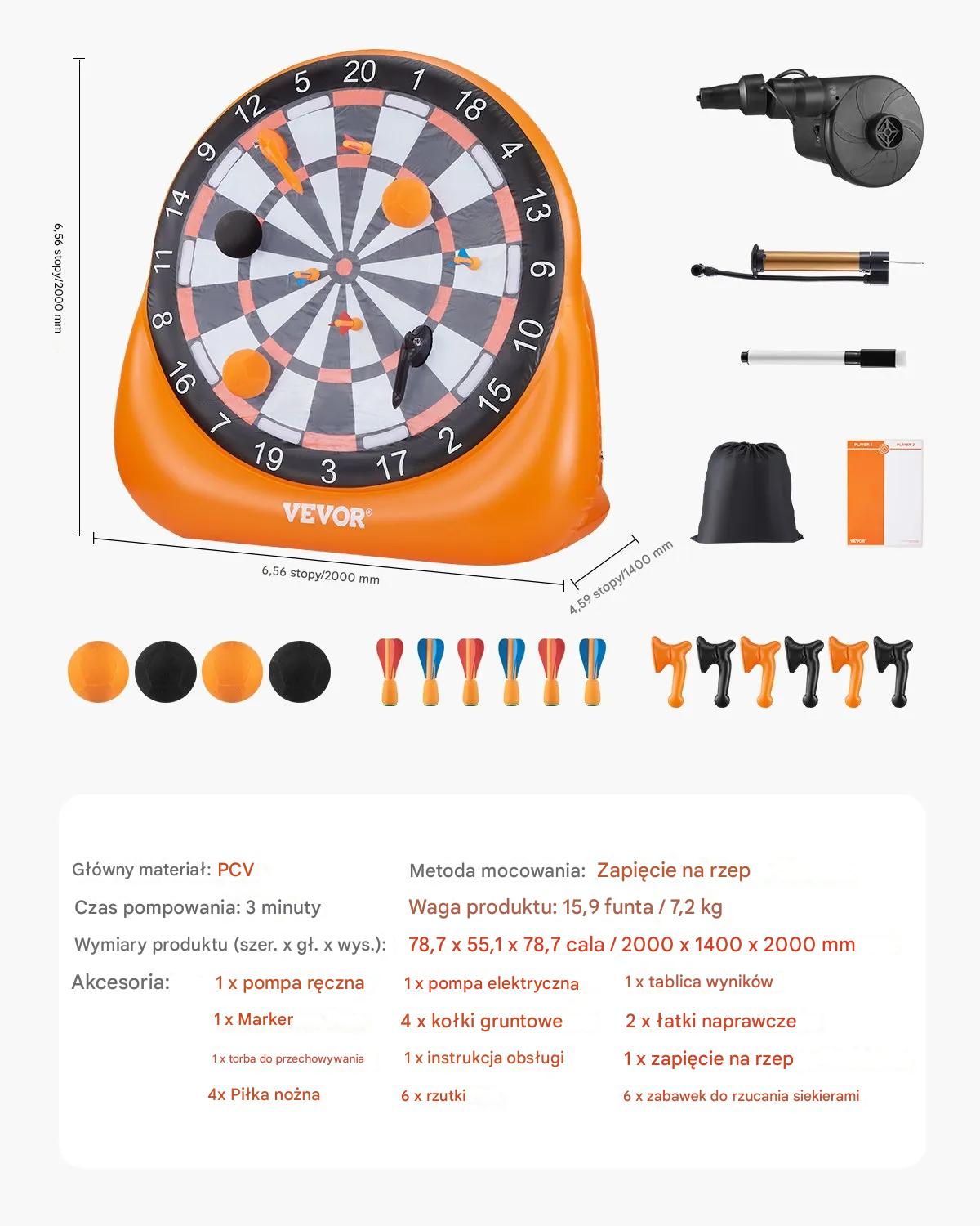 Nadmuchiwana gra piłkarski dart z piłkami komplet do ogrodu na imprezy - obrazek 2