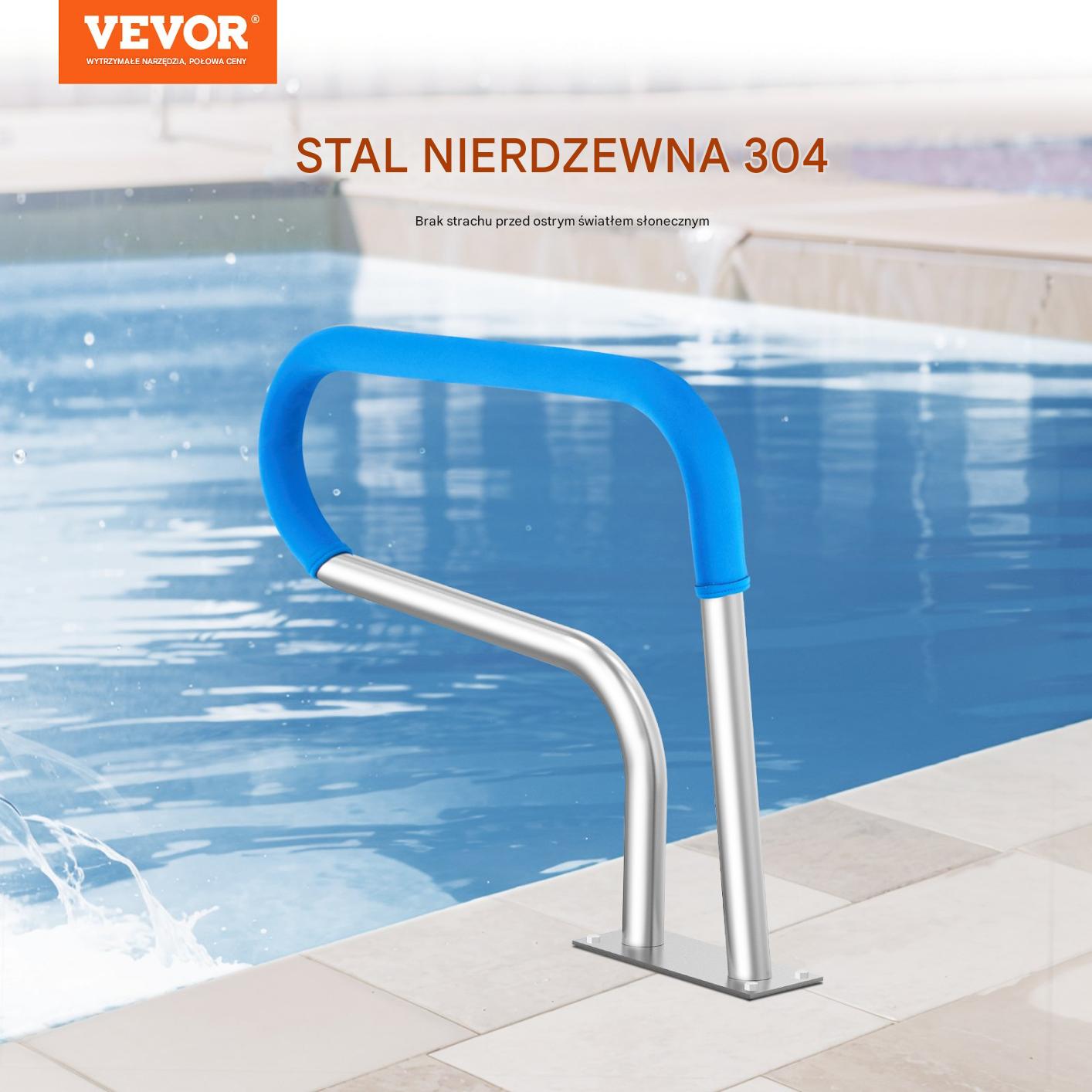 Poręcz basenowa 58x80cm stal nierdzewna z podstawą antypoślizgowa basen SPA - obrazek 3