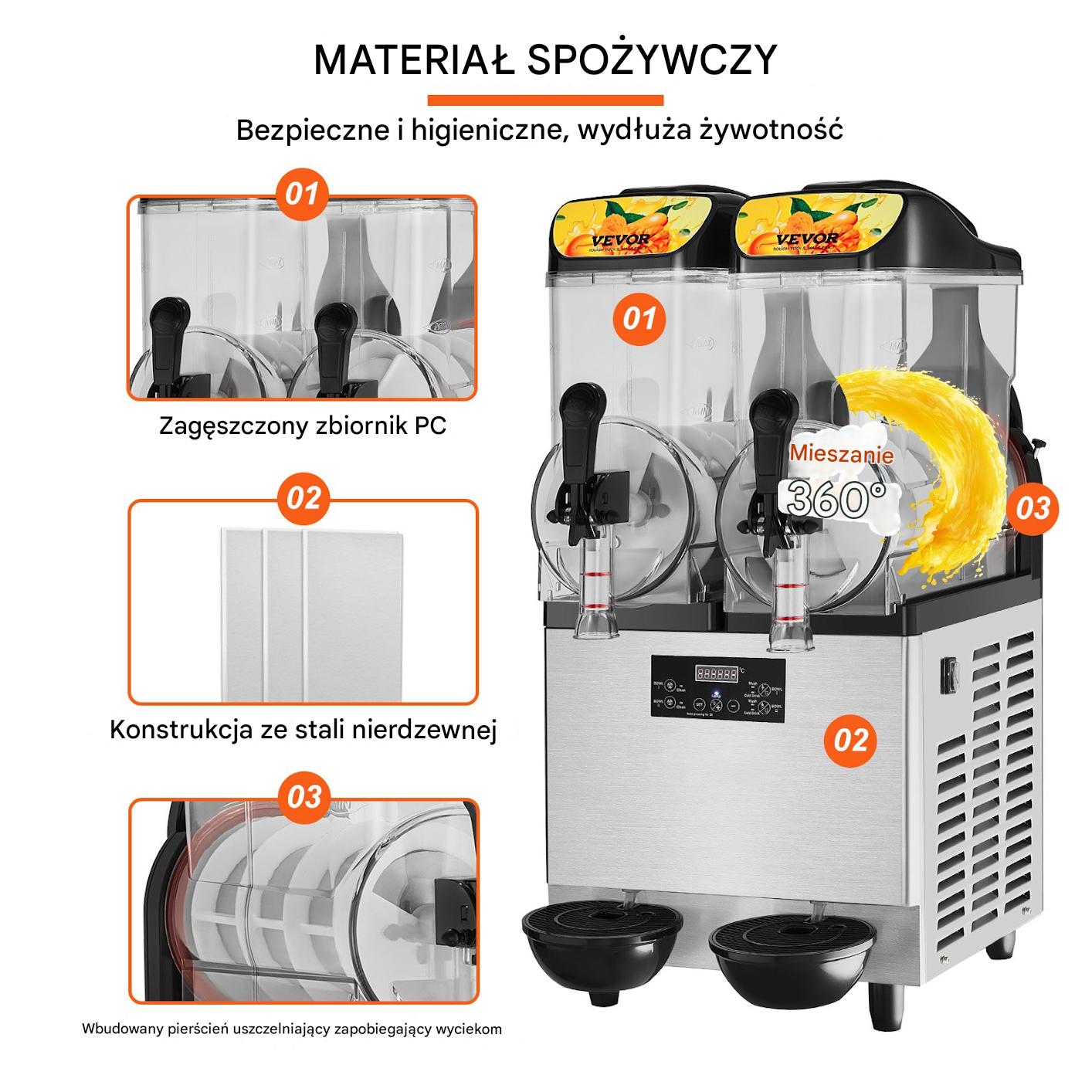 Granitor maszyna do napojów slush sorbetów smoothies podwójna 950W 2 x 12l - obrazek 6