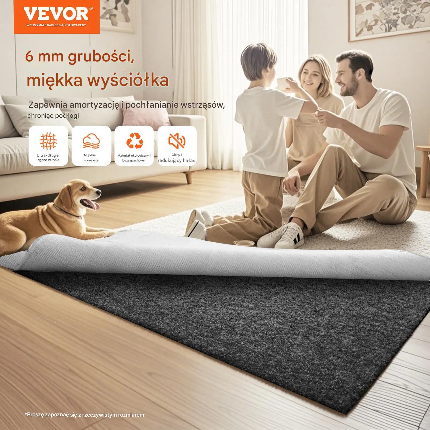Podkładka pod dywan 2240x3060mm antypoślizgowa 6mm do wszystkich podłóg - obrazek 2