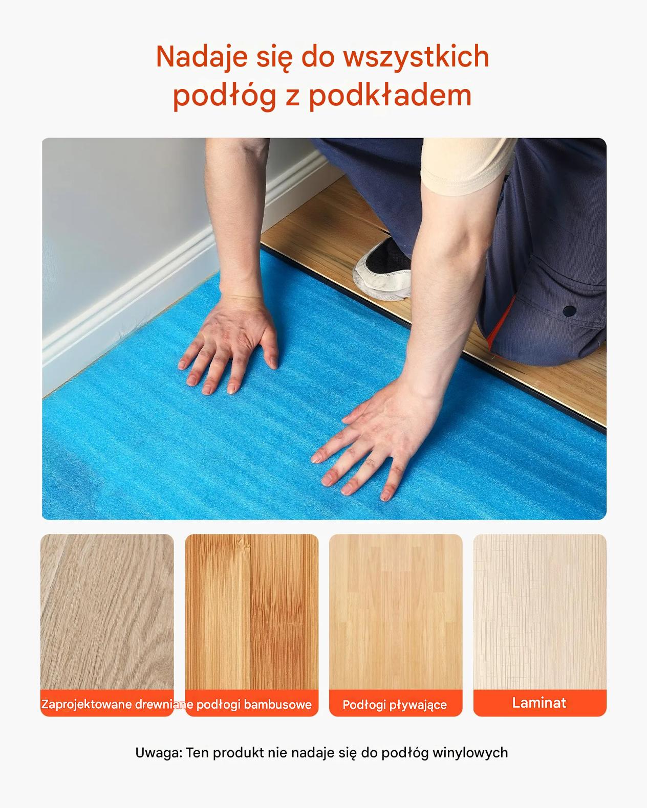 Podkład pod panele 55,8 m2 2 mm 3w1 z folią i taśmą wyciszenie podłogi - obrazek 3