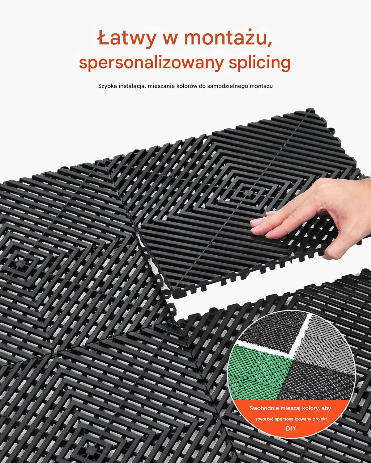 Mata drenażowa modułowa 31x31cm antypoślizgowa PP 50szt garaż ogród czarna - obrazek 4