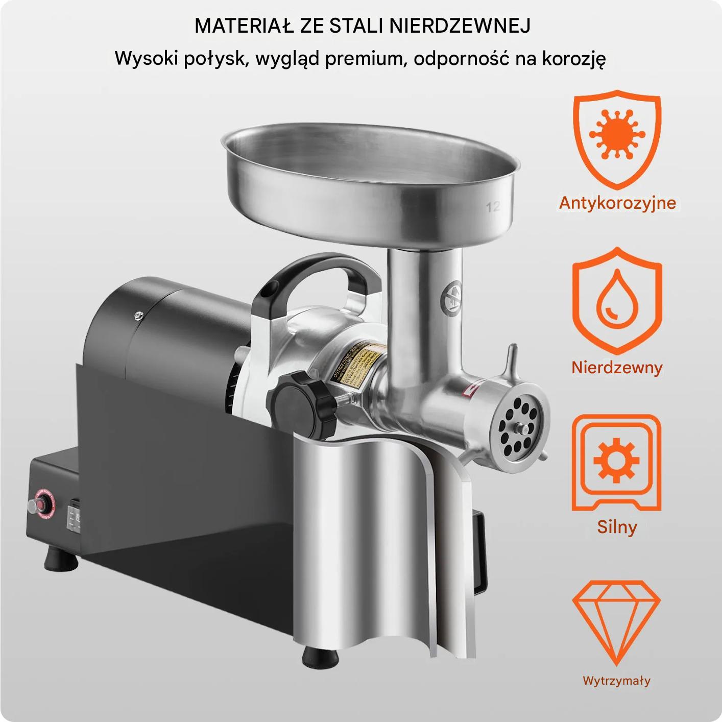 Maszynka do mięsa elektryczna 4kg/min stal nierdzewna kiełbasy - obrazek 6