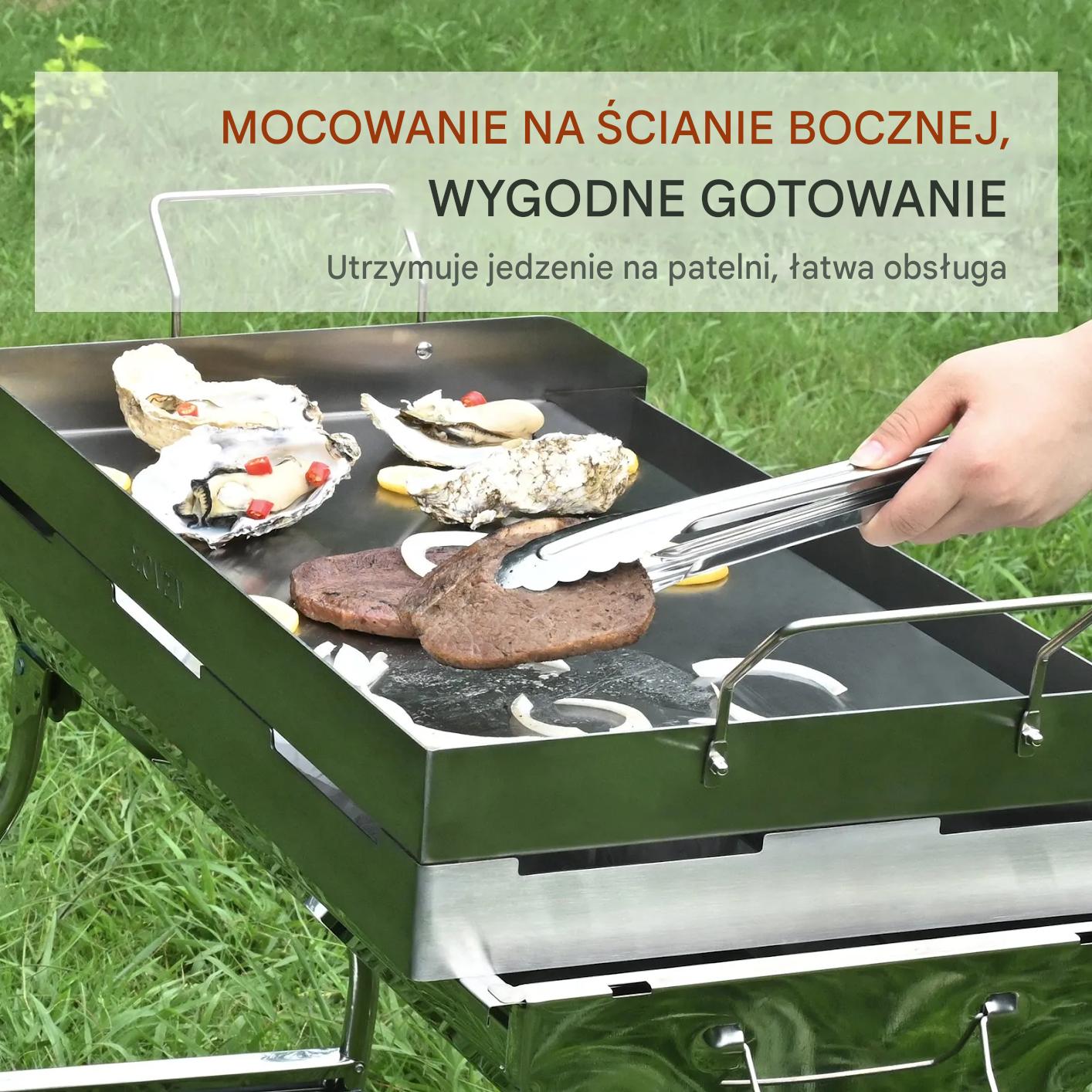 Płyta grillowa na kuchenkę 60x40 cm stalowa non stick na 2 palniki BBQ - obrazek 3