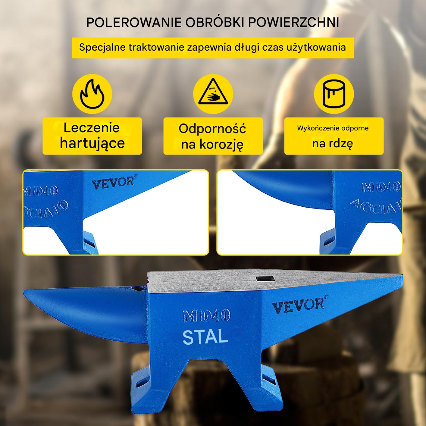 Kowadło stalowe 40kg 600mm – przenośne do kuźni żeliwne stabilne - obrazek 5